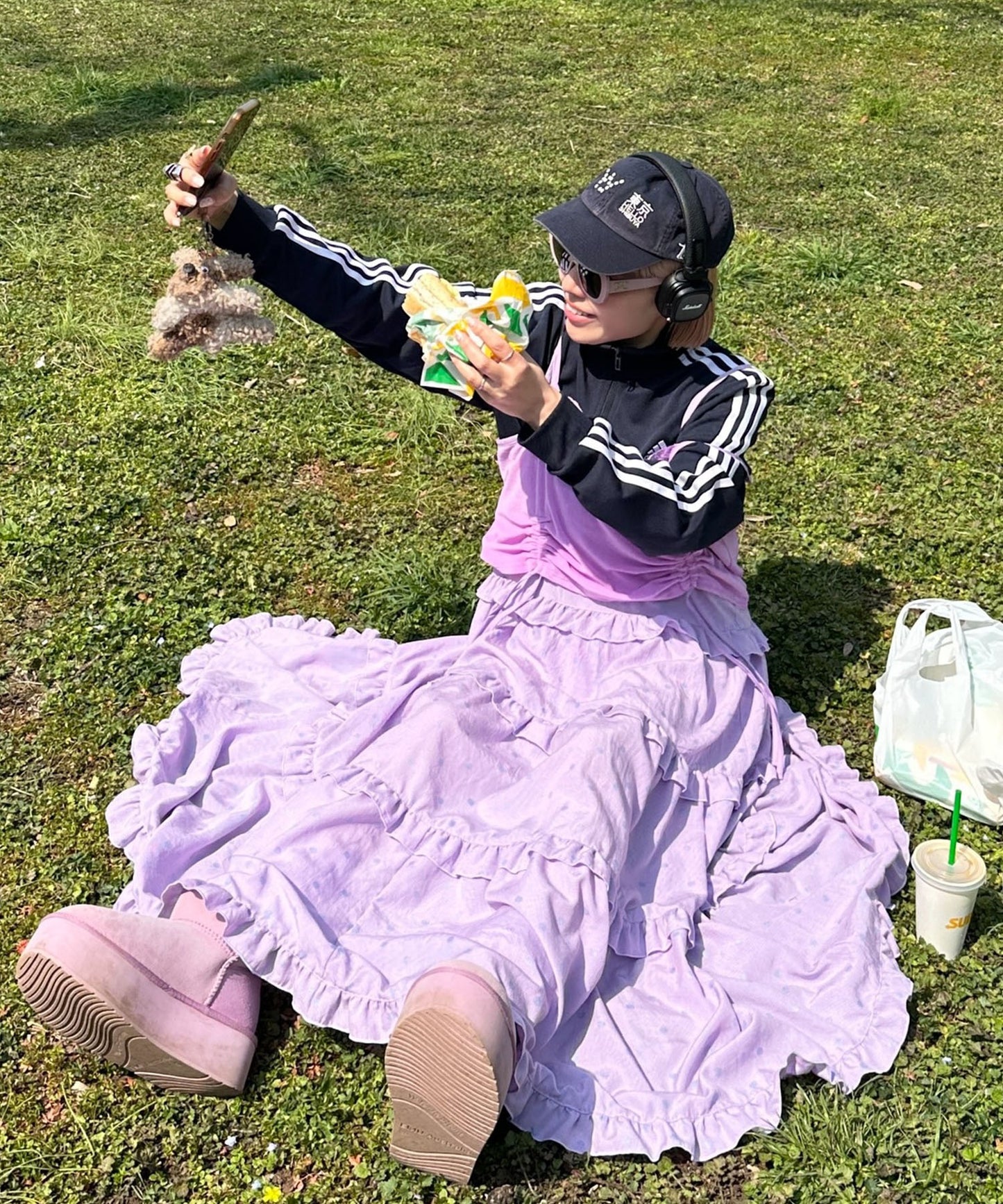 フリルティアードキャミワンピ【ピンク系】