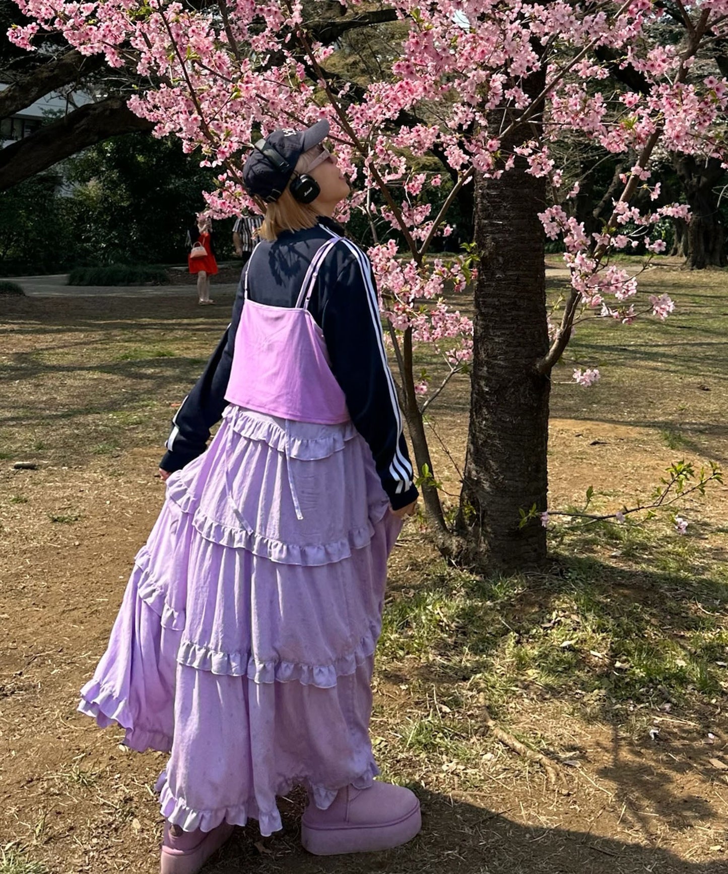 フリルティアードキャミワンピ【ピンク系】