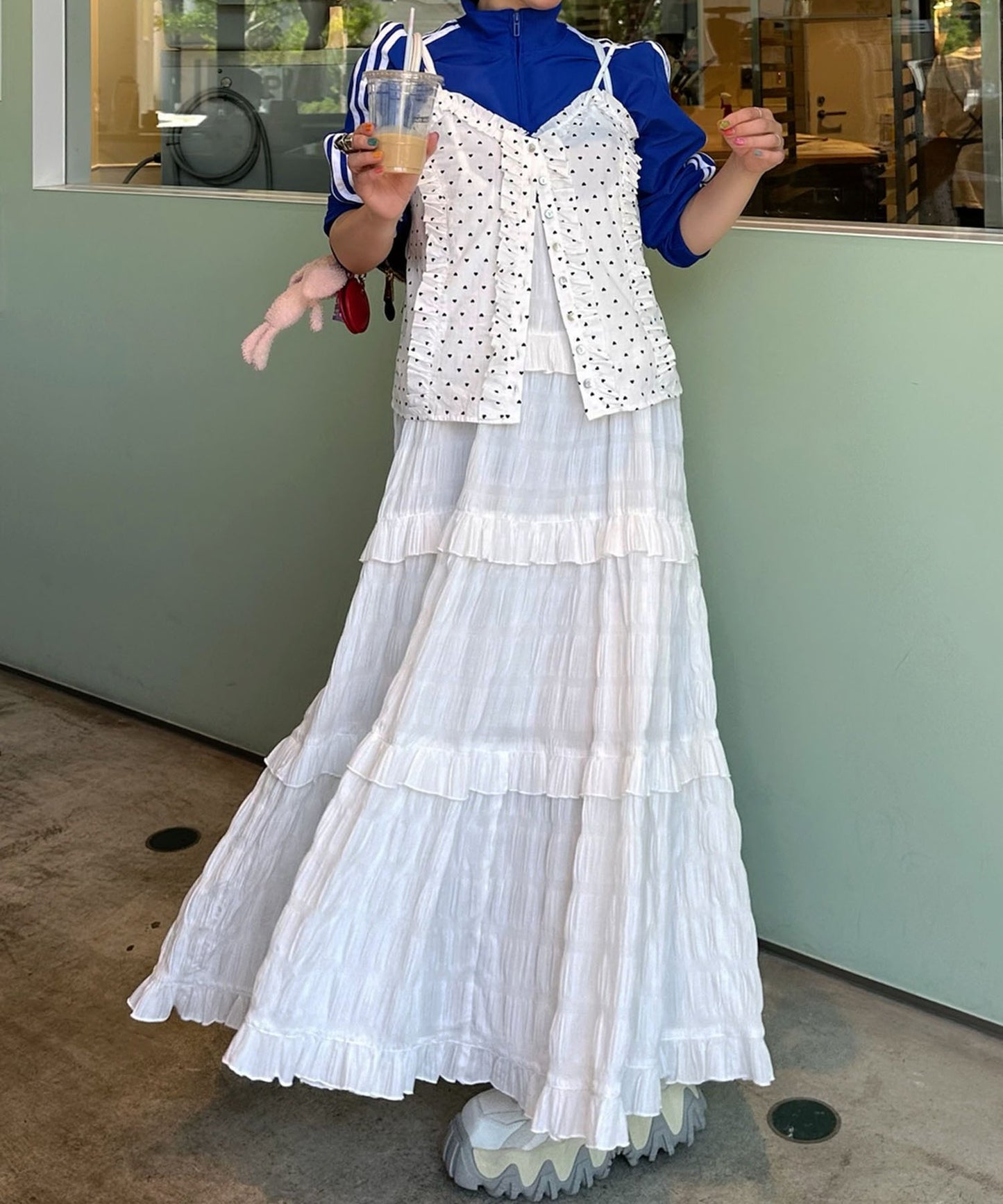 フリルティアードキャミワンピ【オフホワイト】