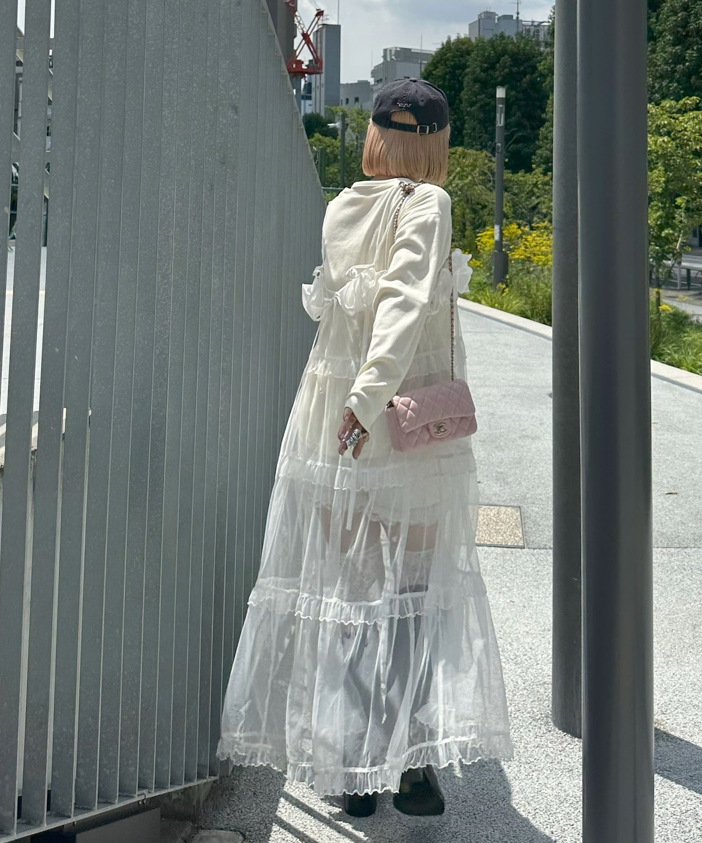 フリルティアードキャミワンピ【ホワイト系その他】