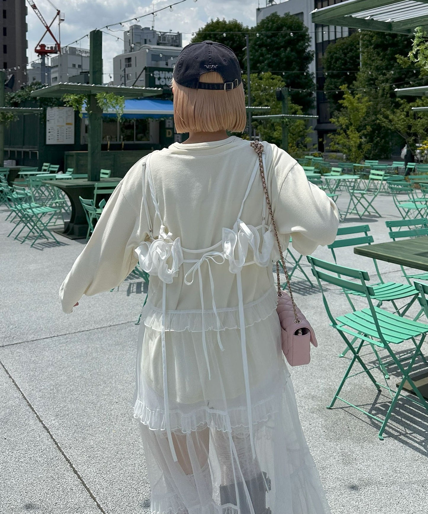 フリルティアードキャミワンピ【ホワイト系その他】