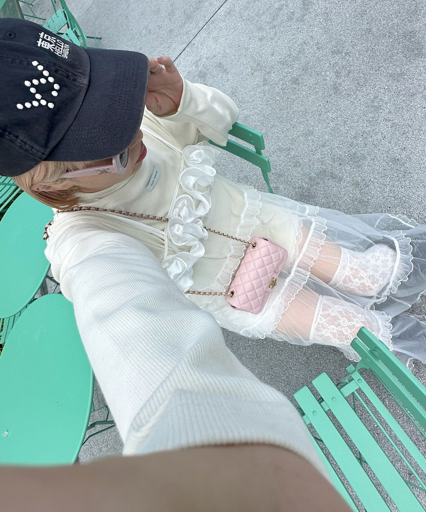 フリルティアードキャミワンピ【ホワイト系その他】