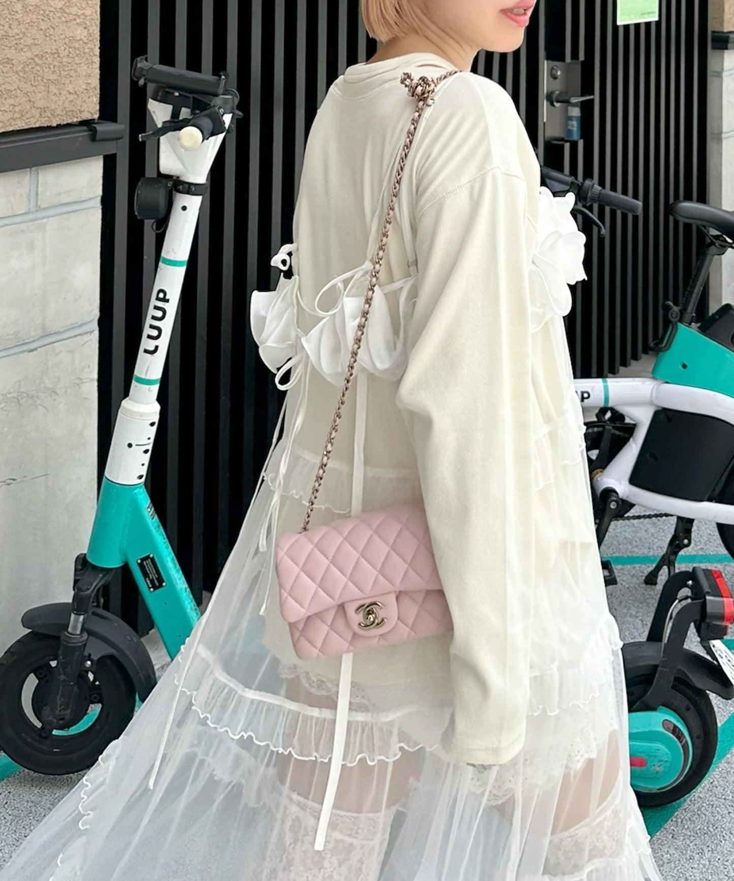 フリルティアードキャミワンピ【ホワイト系その他】