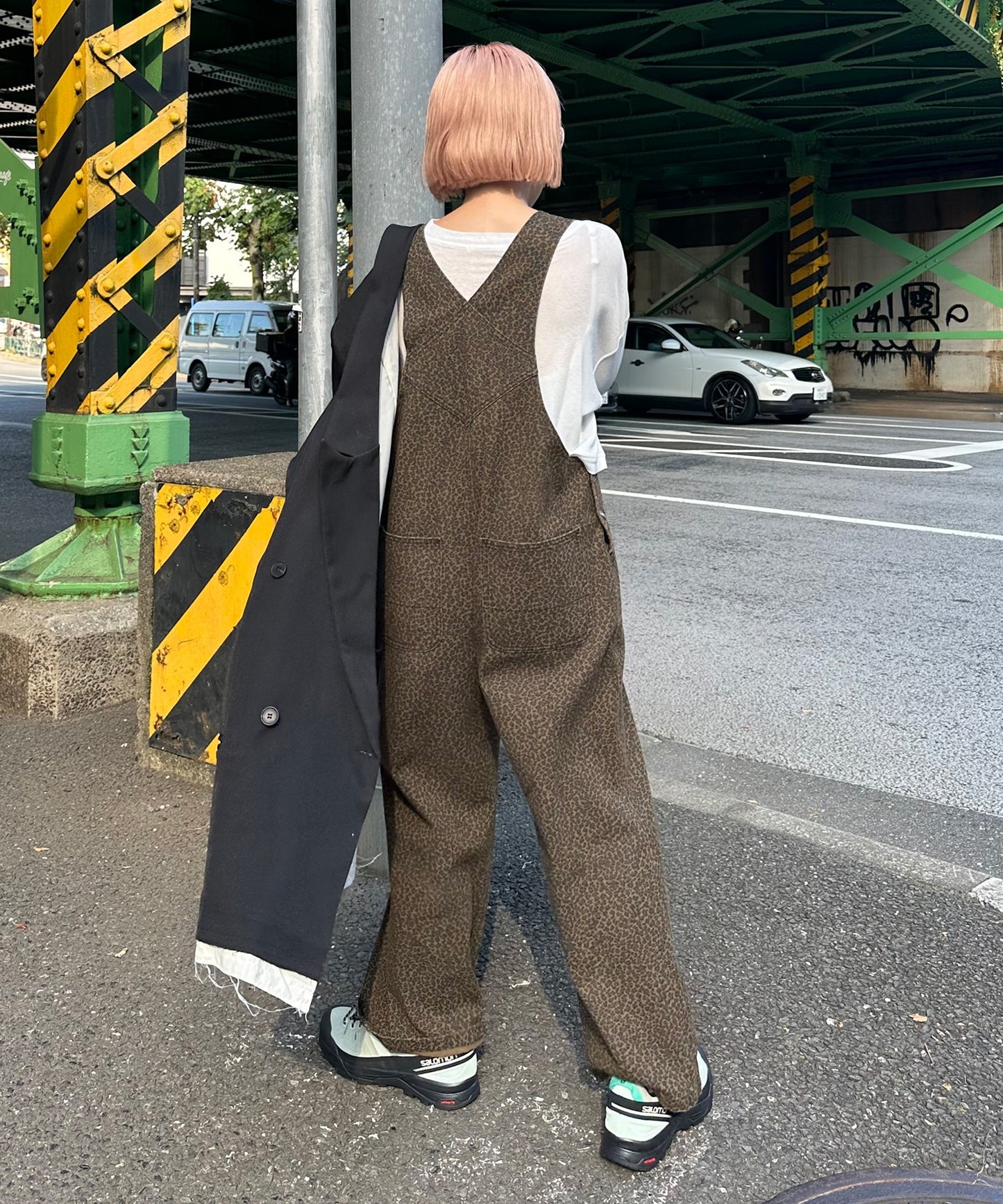 いろんな柄サロペット【ブラウン】