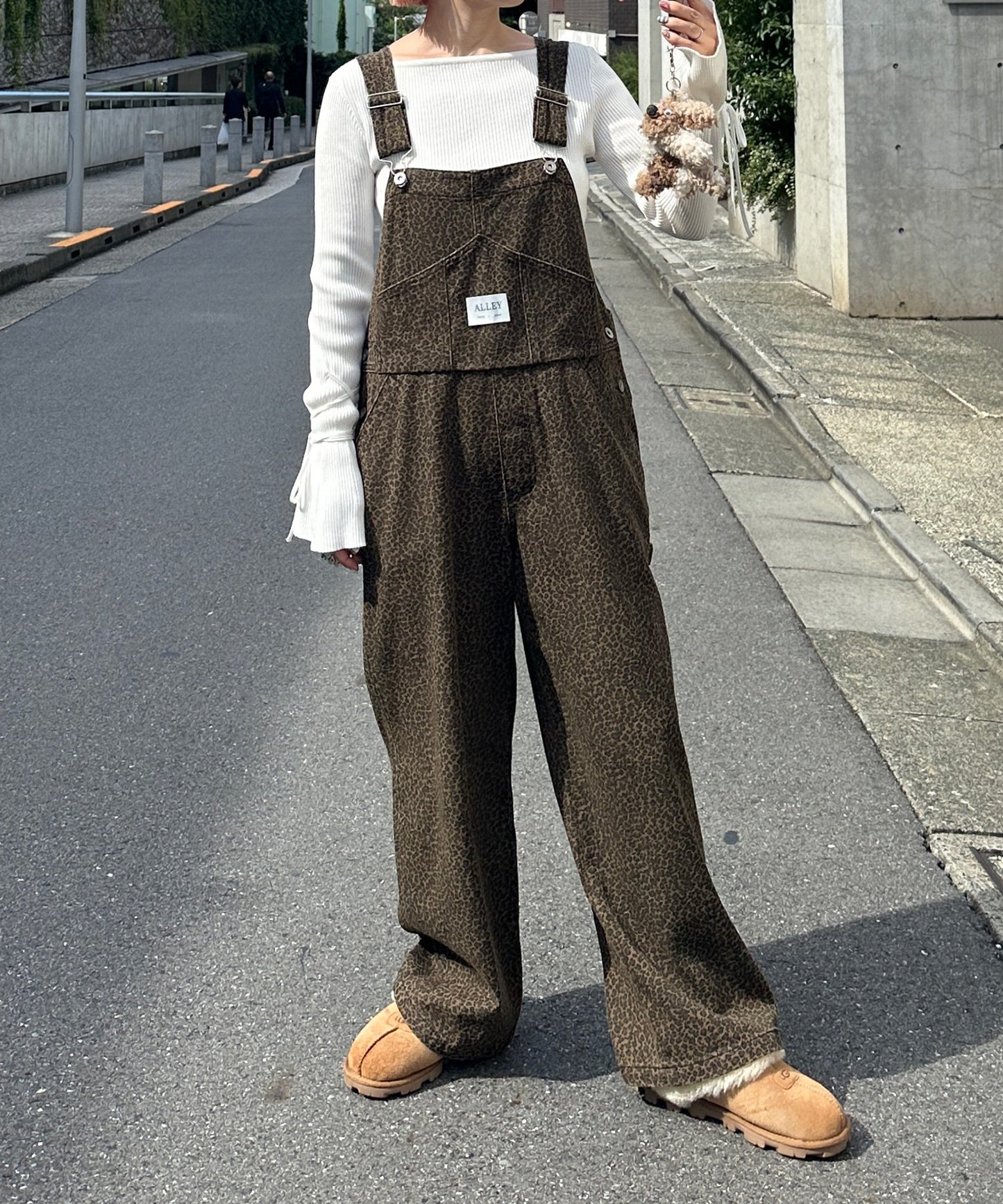 いろんな柄サロペット【ブラウン】