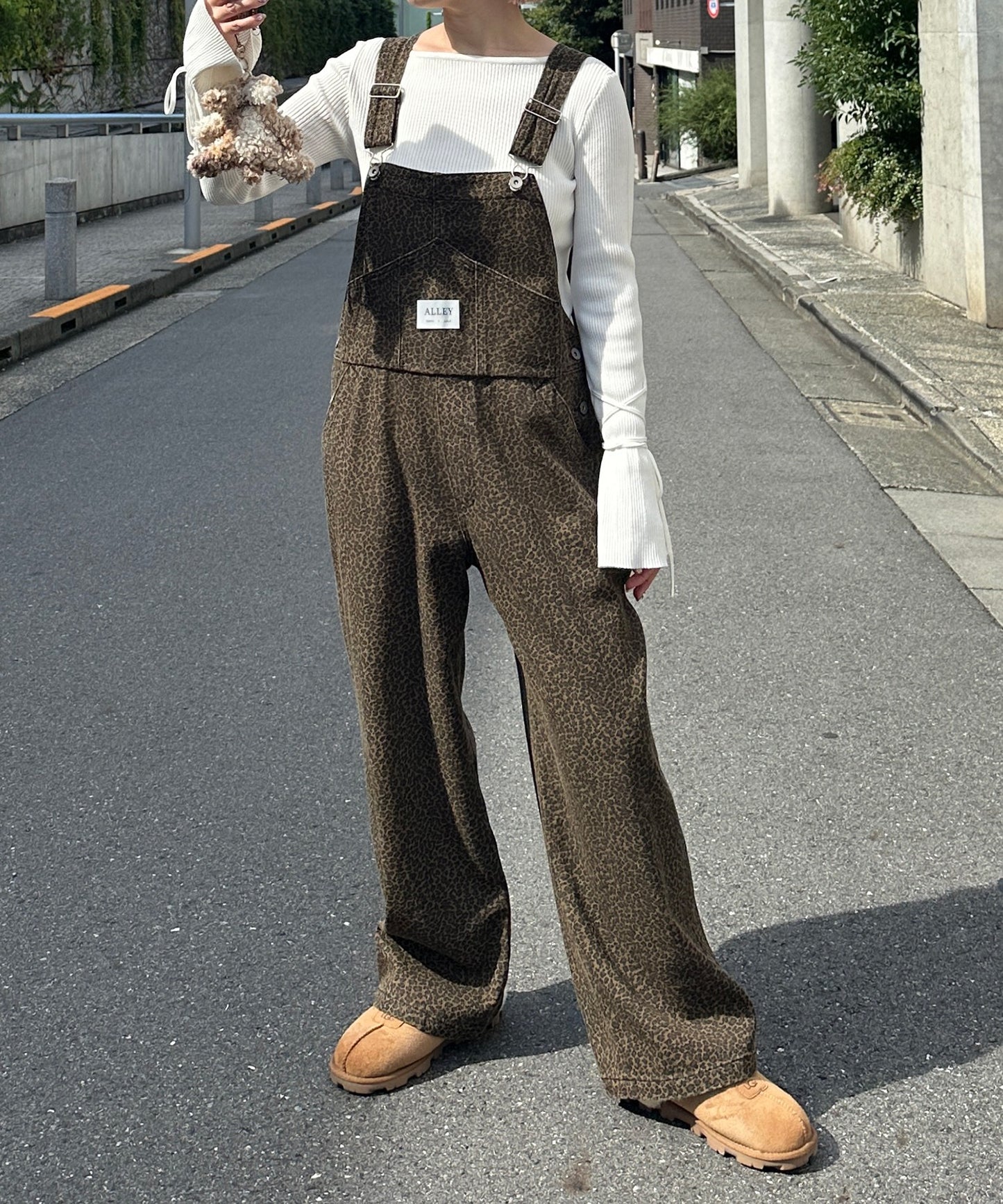 いろんな柄サロペット【ブラウン】