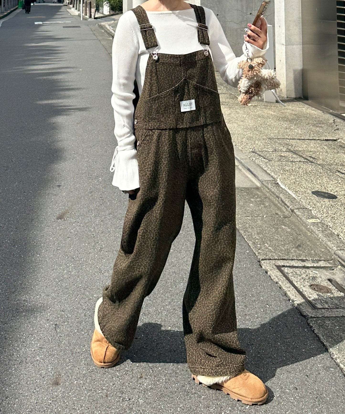 いろんな柄サロペット【ブラウン】