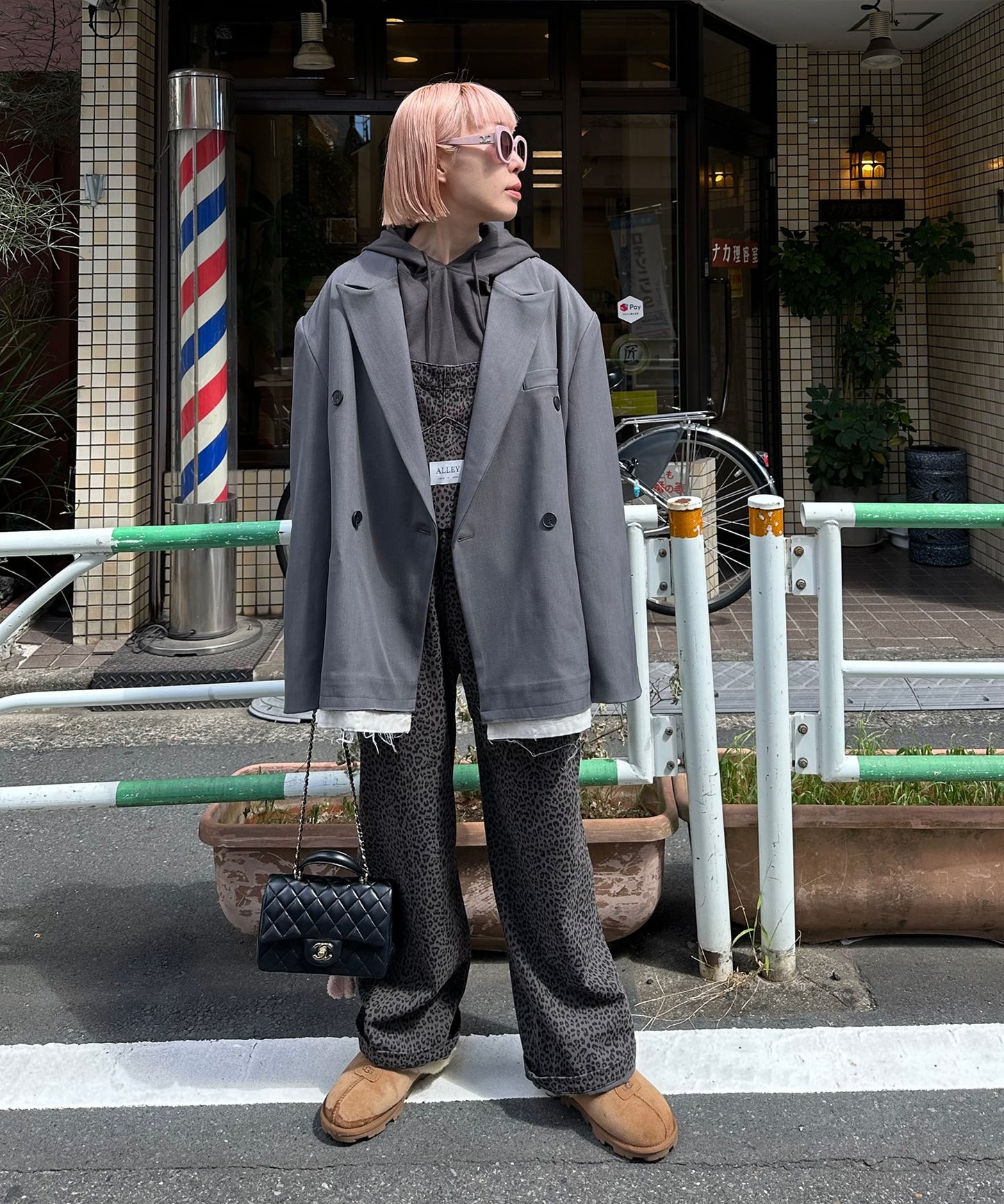 いろんな柄サロペット【グレー】