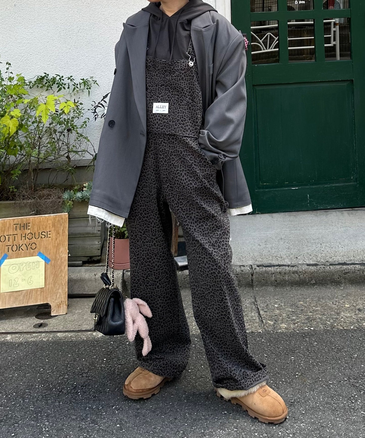 いろんな柄サロペット【グレー】