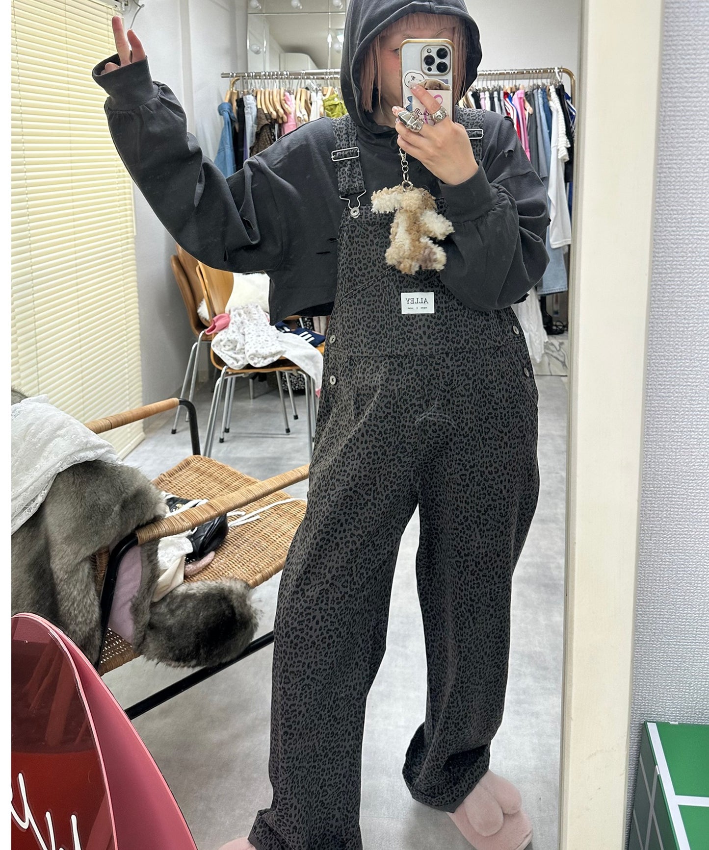 いろんな柄サロペット【グレー】