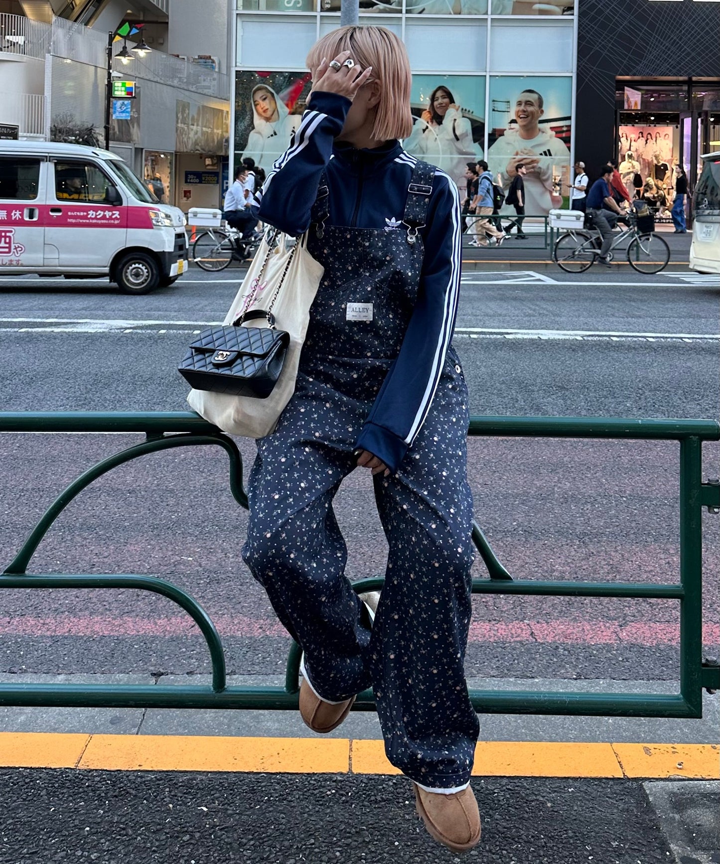 いろんな柄サロペット【ネイビー】