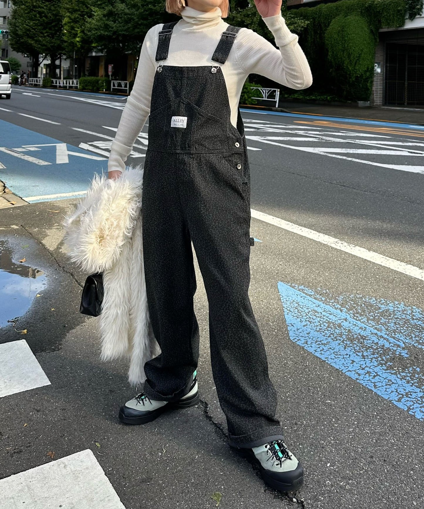 いろんな柄サロペット【グレー】