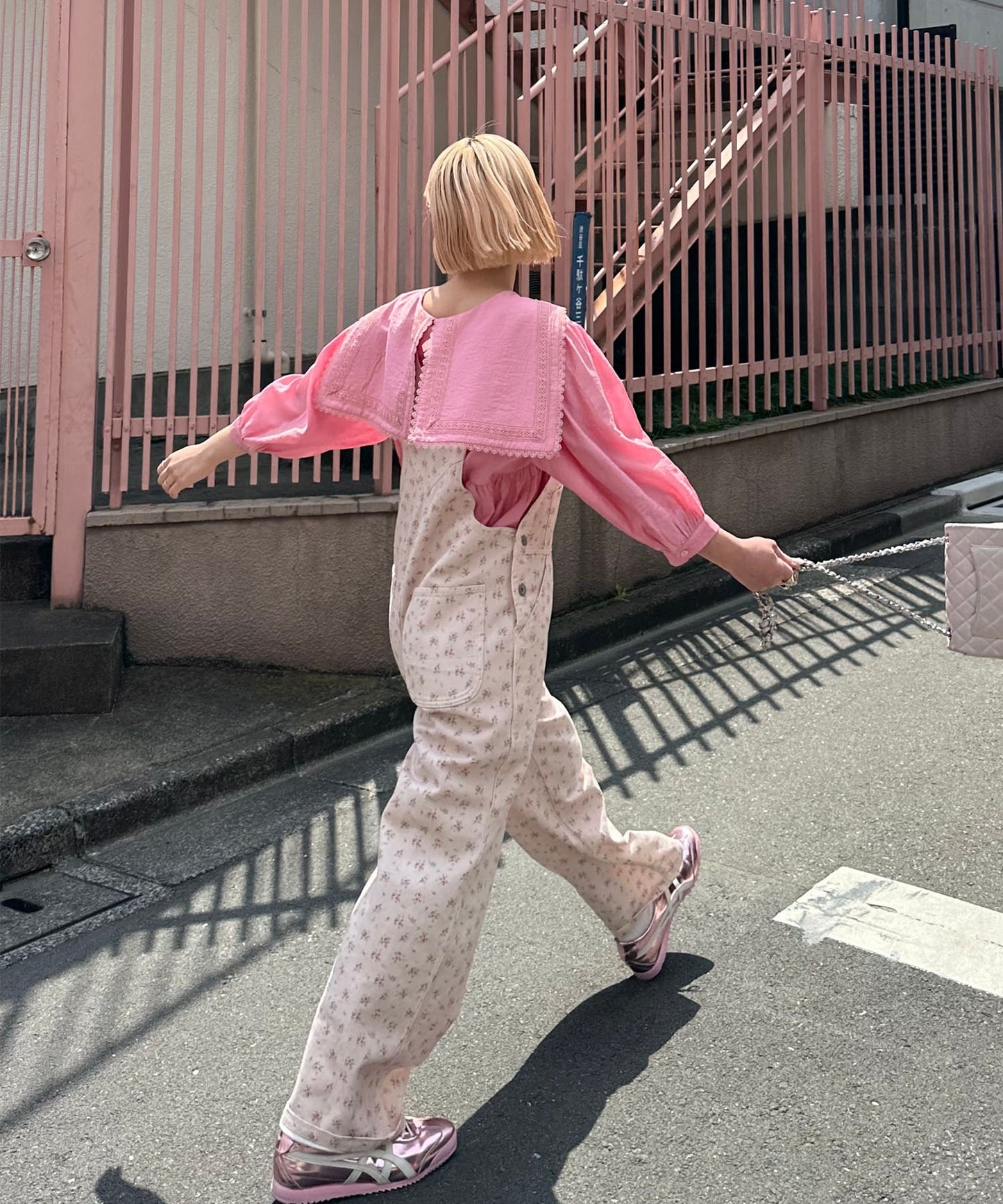 いろんな柄サロペット【ピンク】