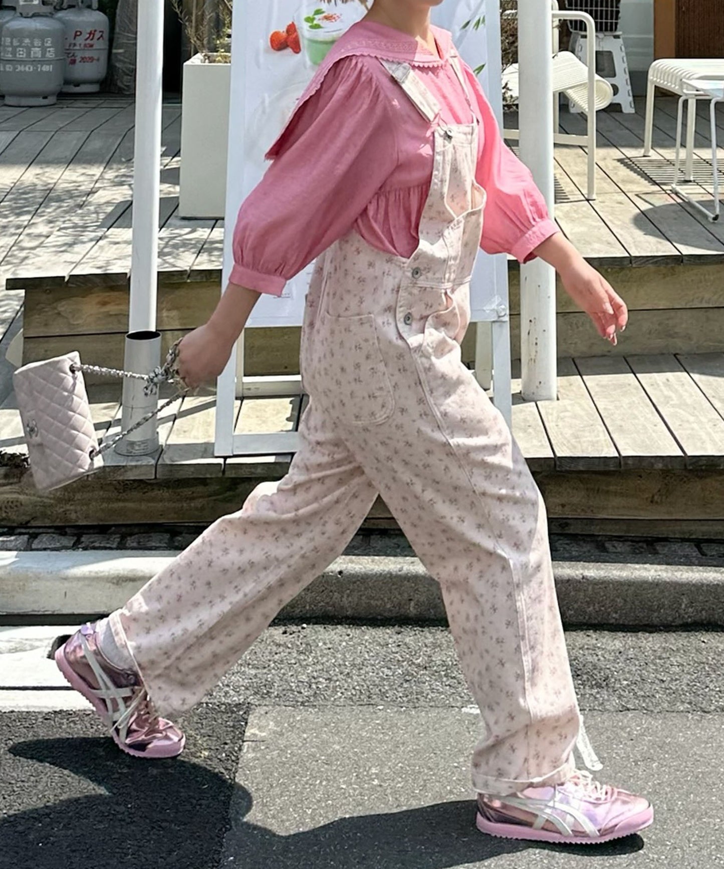 いろんな柄サロペット【ピンク】