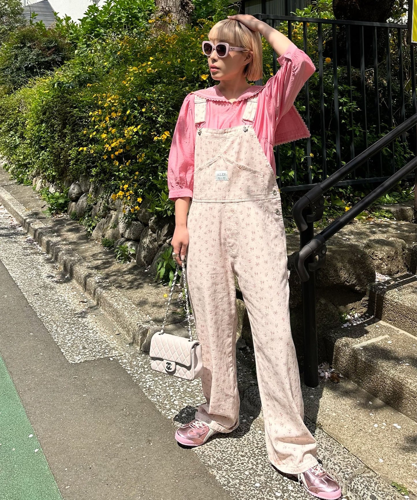 いろんな柄サロペット【ピンク】