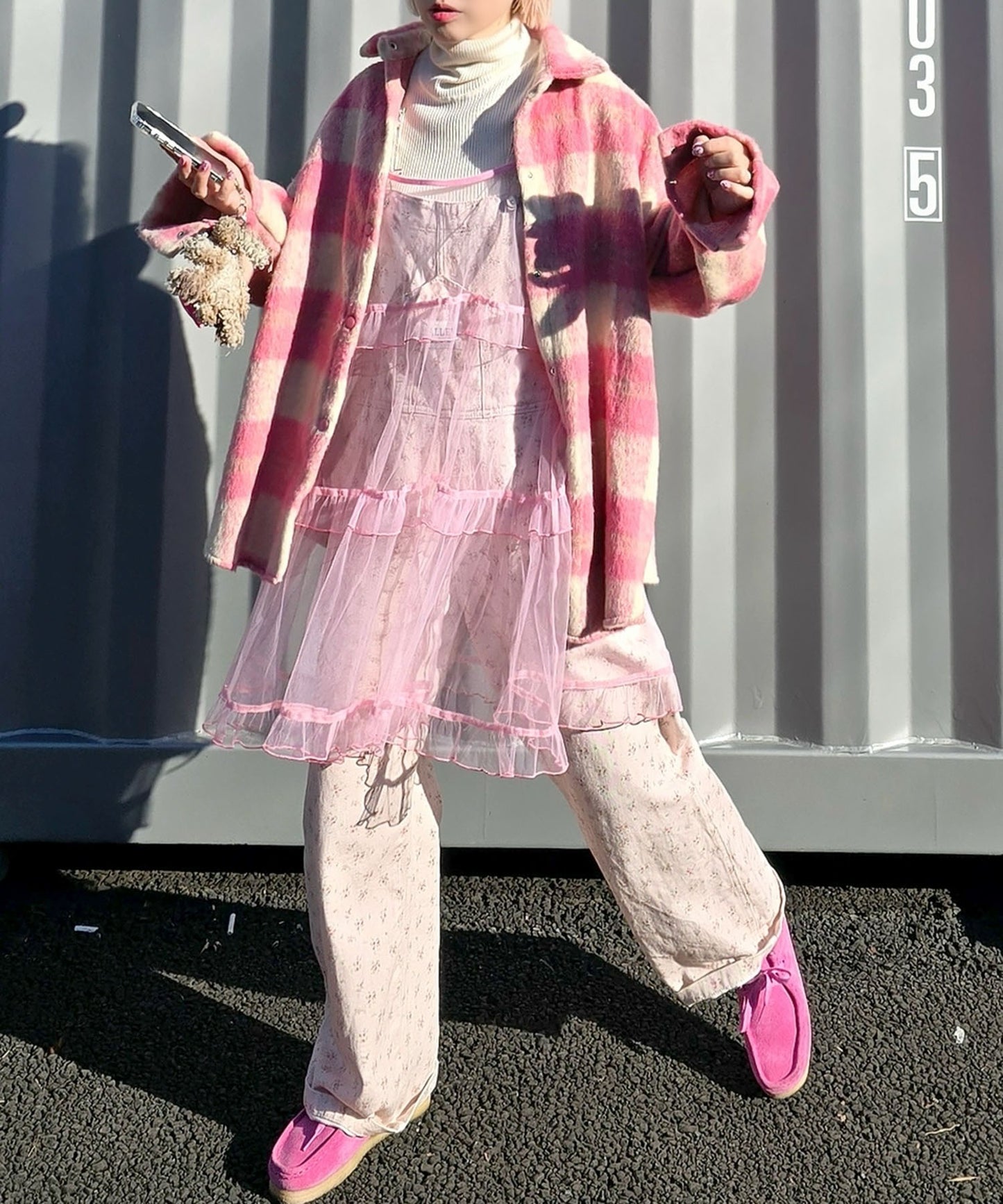 いろんな柄サロペット【ピンク】