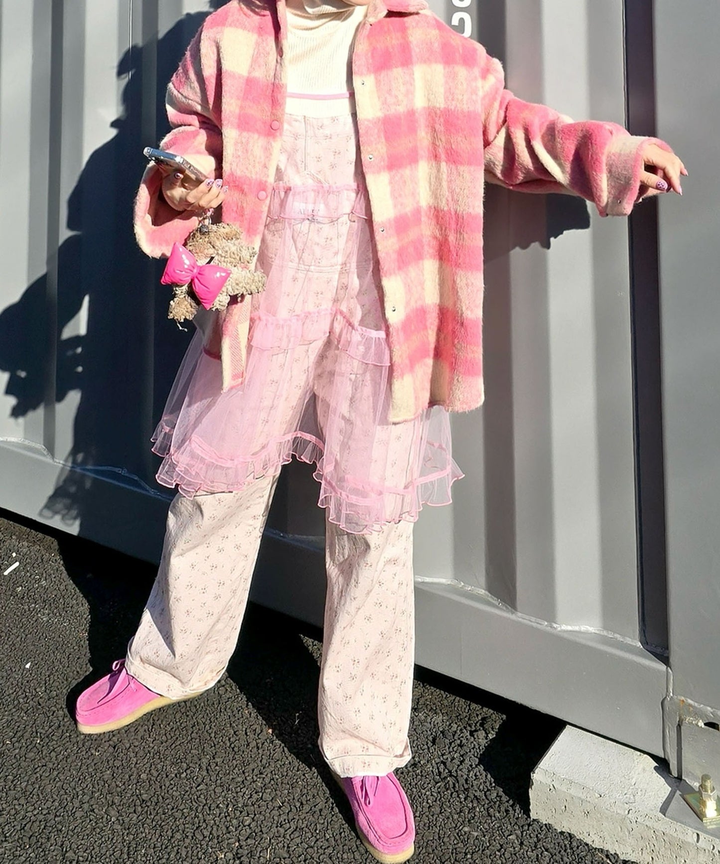 いろんな柄サロペット【ピンク】