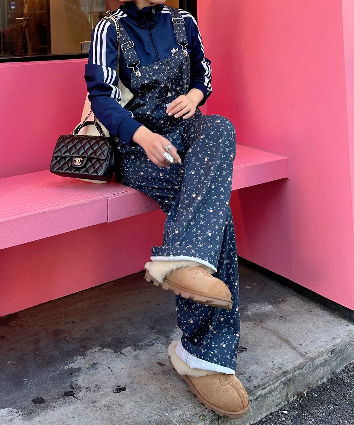 いろんな柄サロペット【ネイビー】