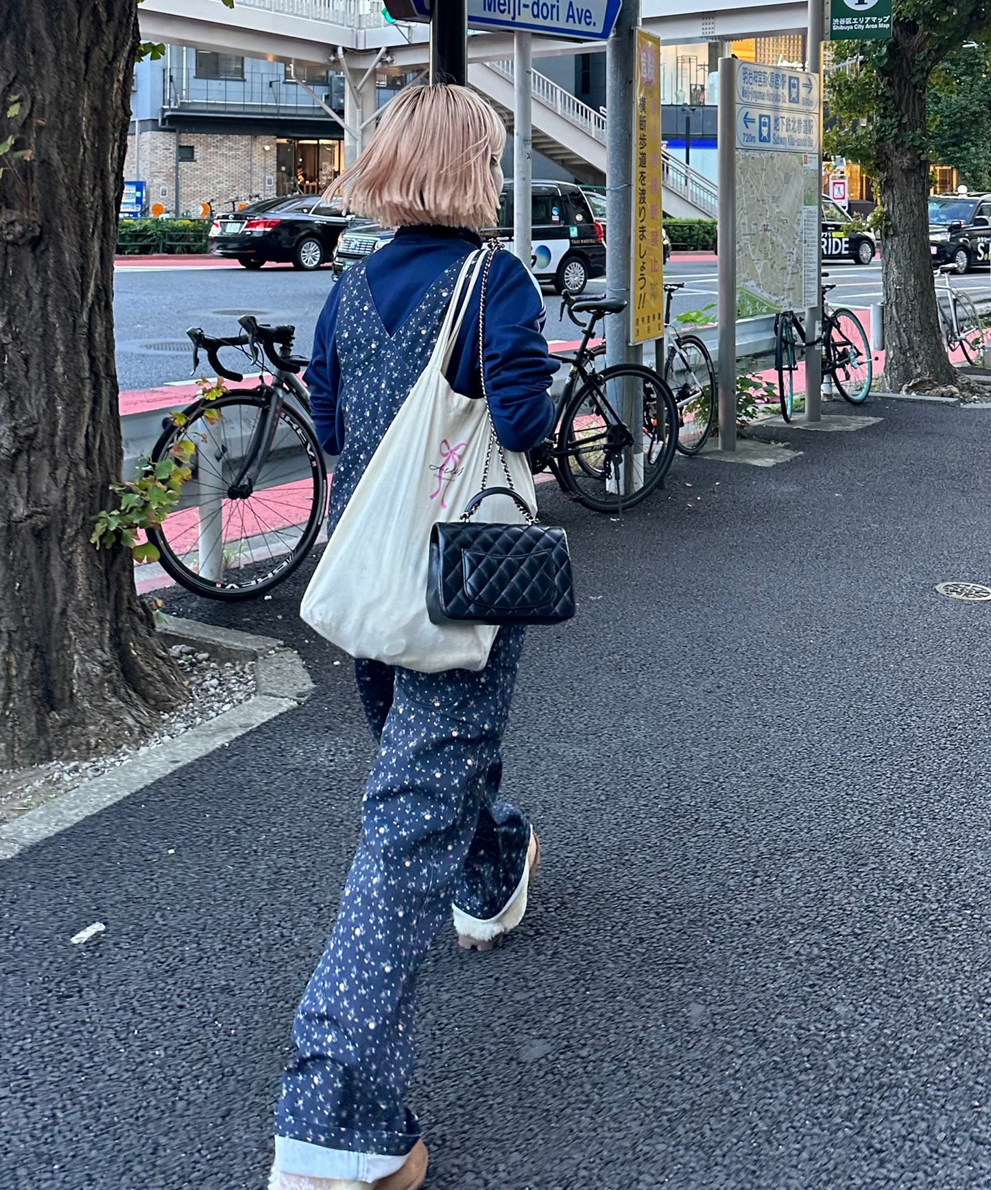 いろんな柄サロペット【ネイビー】