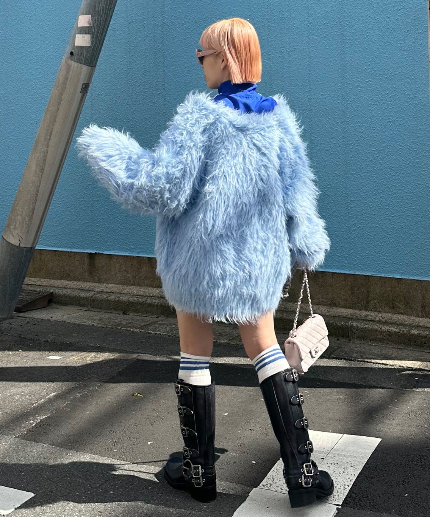 ふっさふさ過ぎるBIGカーデ【サックスブルー】