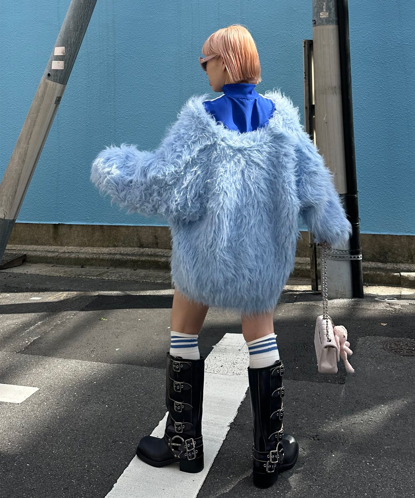 ふっさふさ過ぎるBIGカーデ【サックスブルー】
