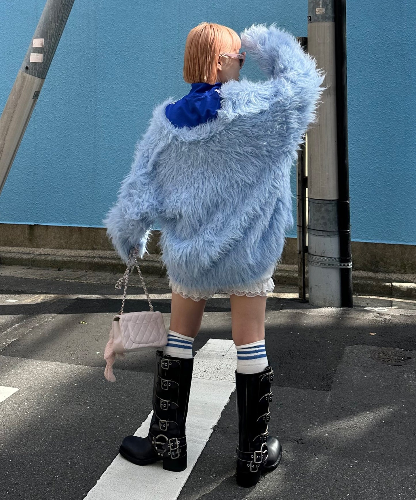 ふっさふさ過ぎるBIGカーデ【サックスブルー】