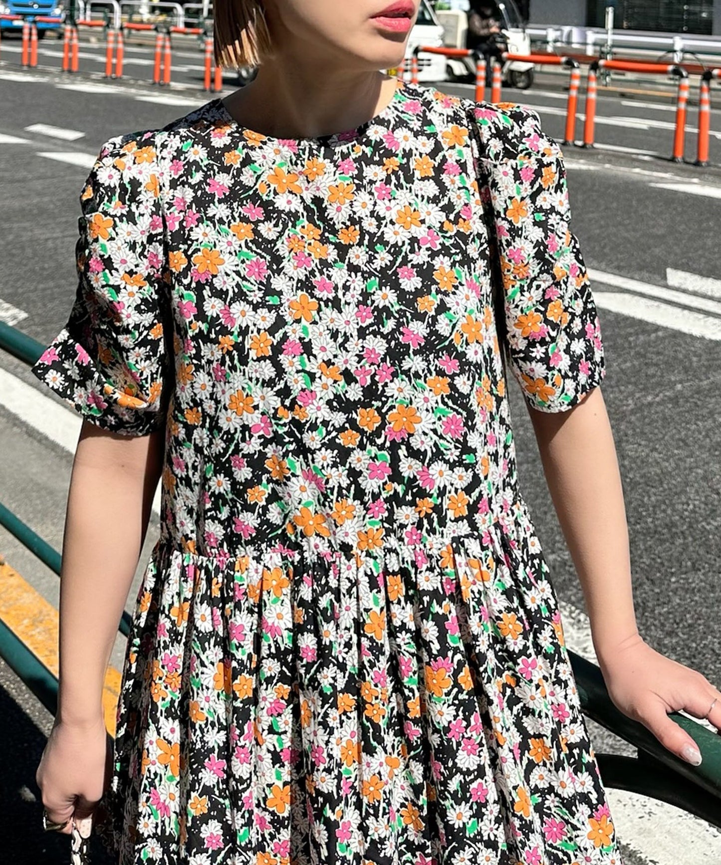 古着っぽワンピ【ブラック】