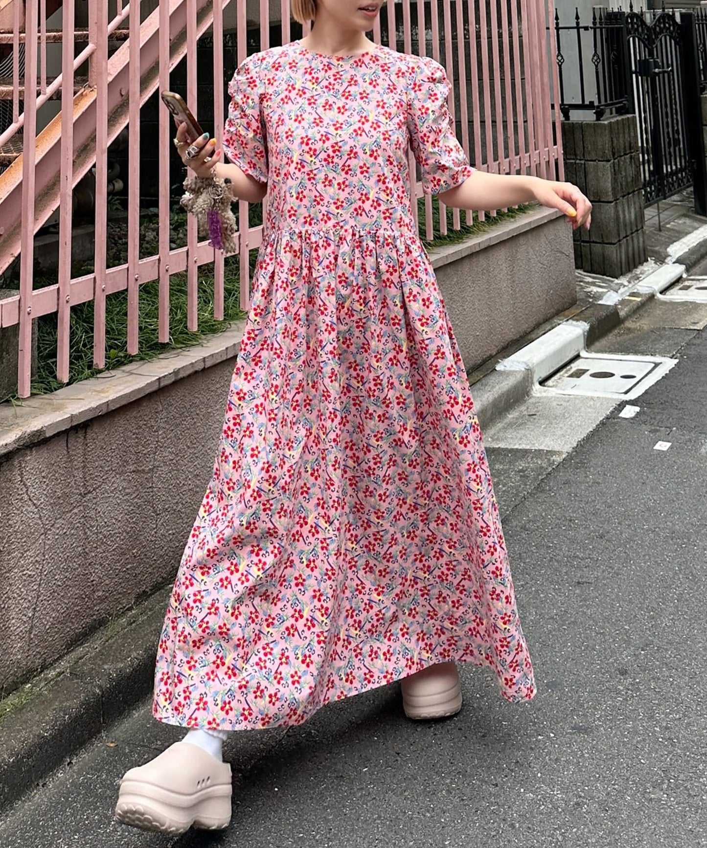 古着っぽワンピ【ピンク】