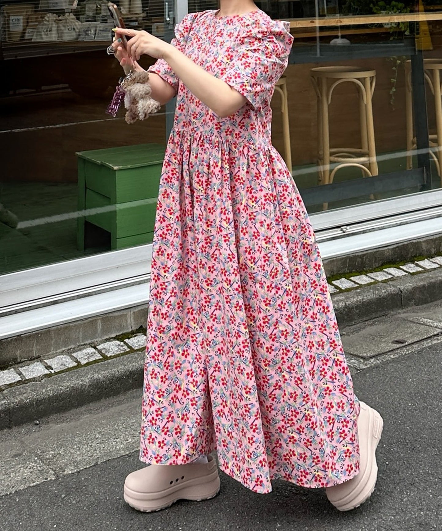 古着っぽワンピ【ピンク】