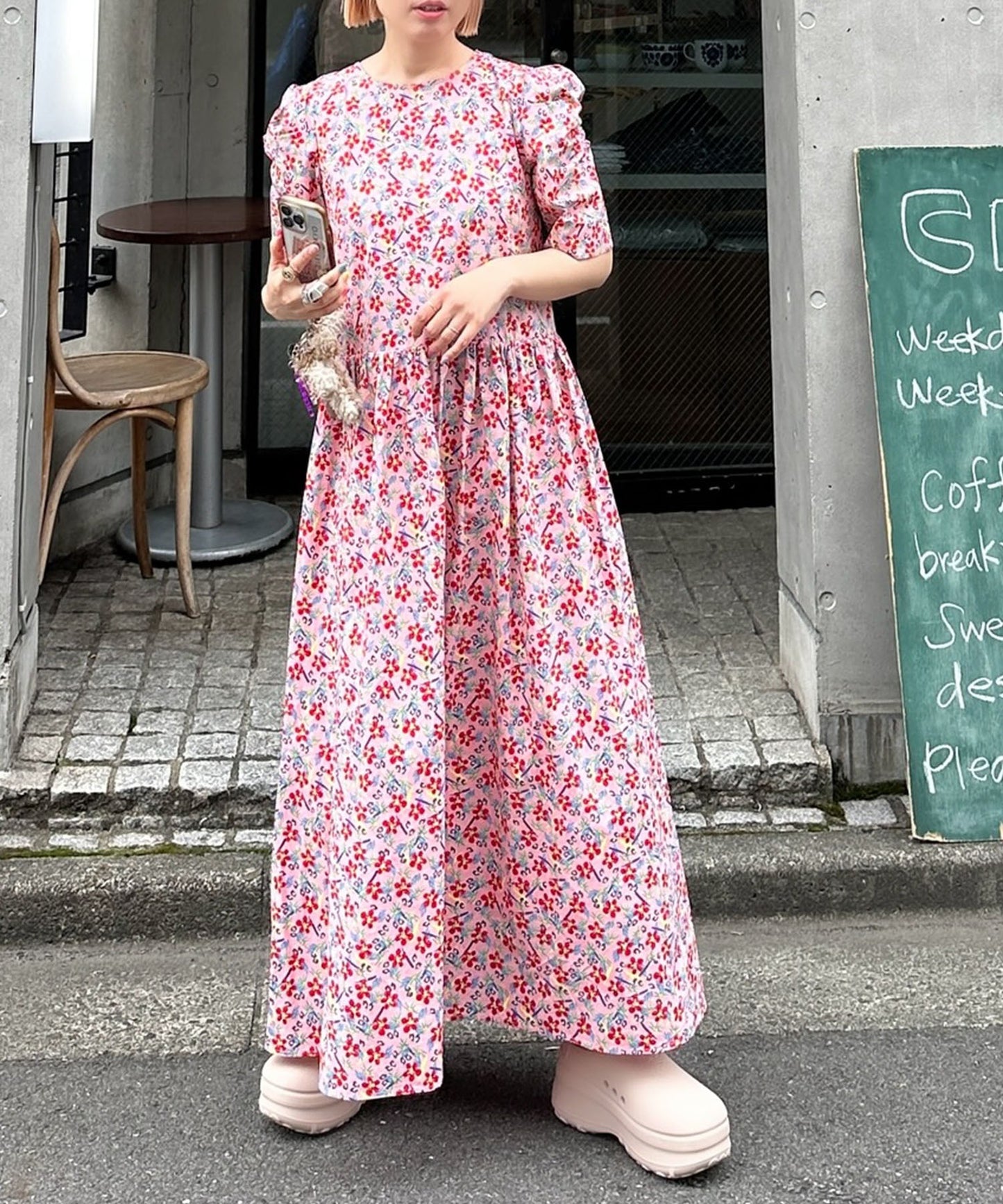 古着っぽワンピ【ピンク】