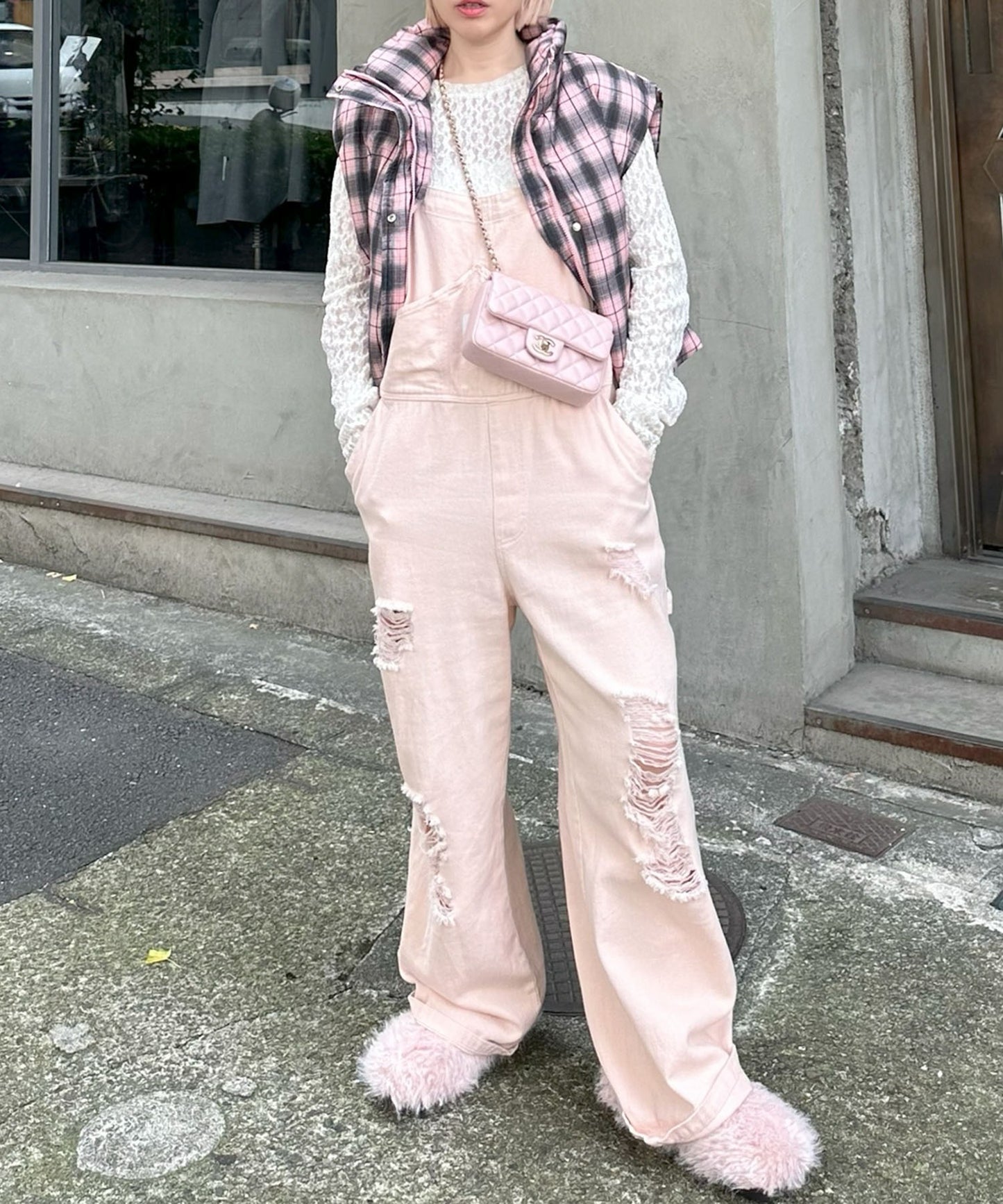 けっこうなダメージサロペ【ピンク】