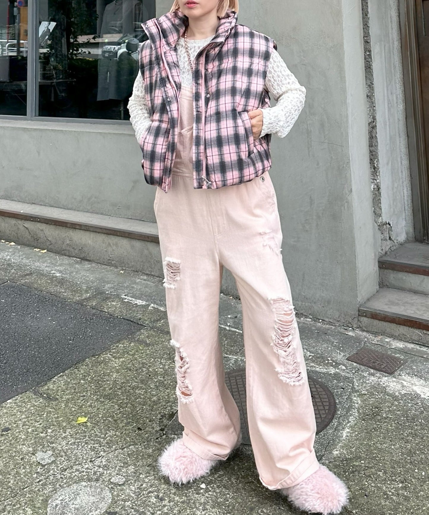 けっこうなダメージサロペ【ピンク】