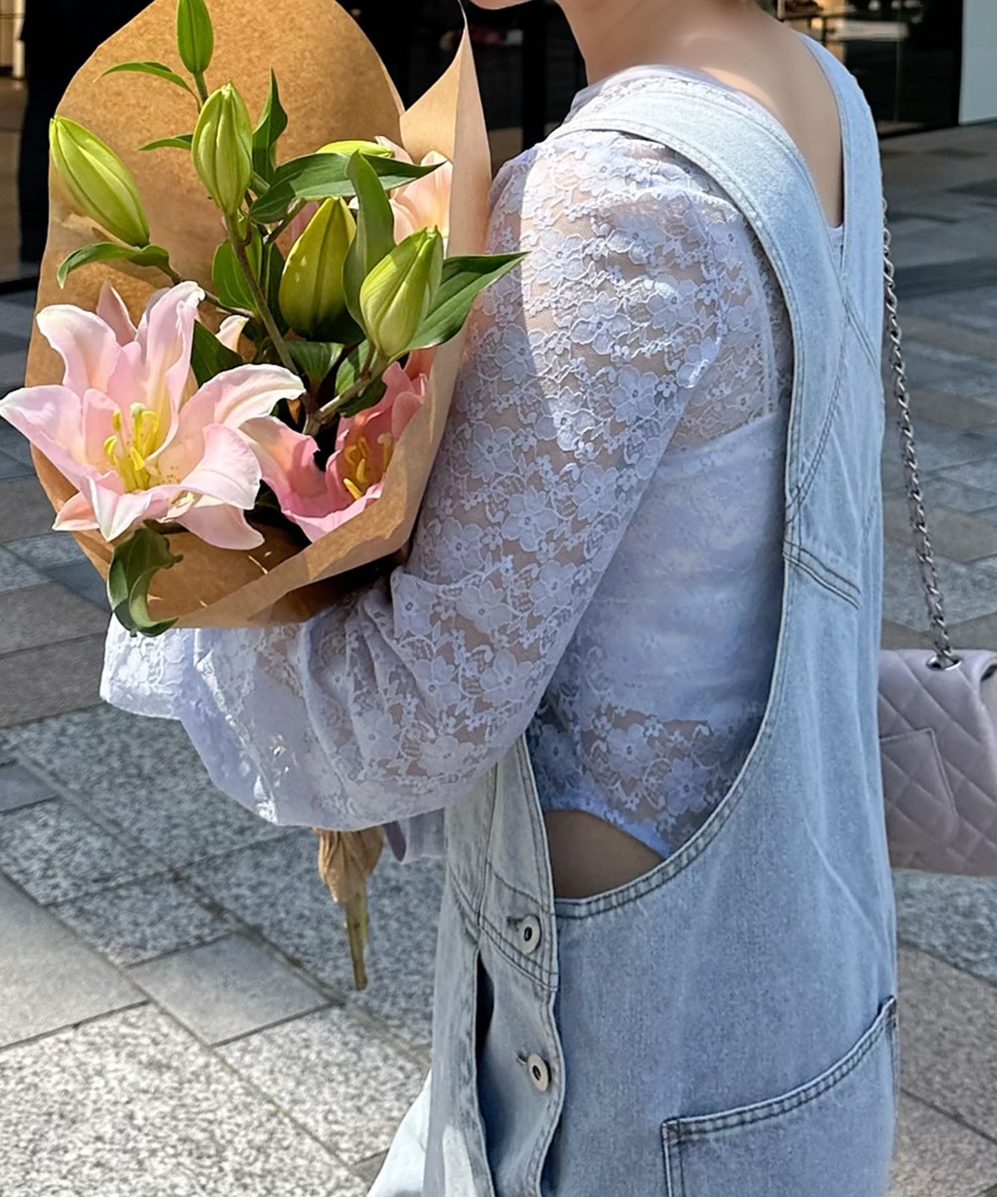 けっこうなダメージサロペ【サックスブルー】