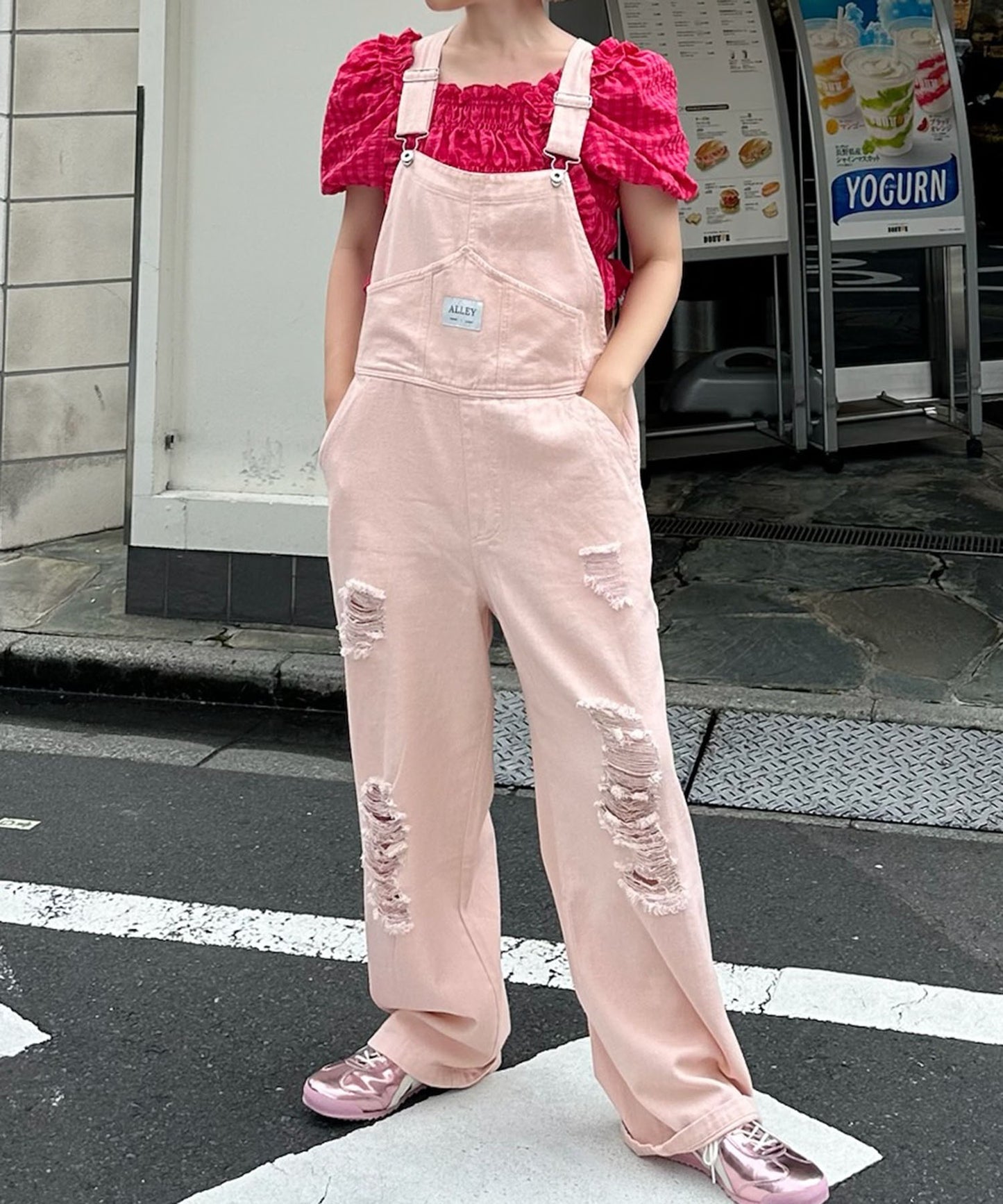 けっこうなダメージサロペ【ピンク】