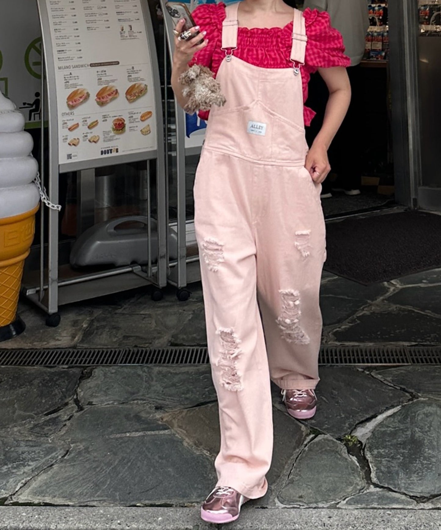 けっこうなダメージサロペ【ピンク】