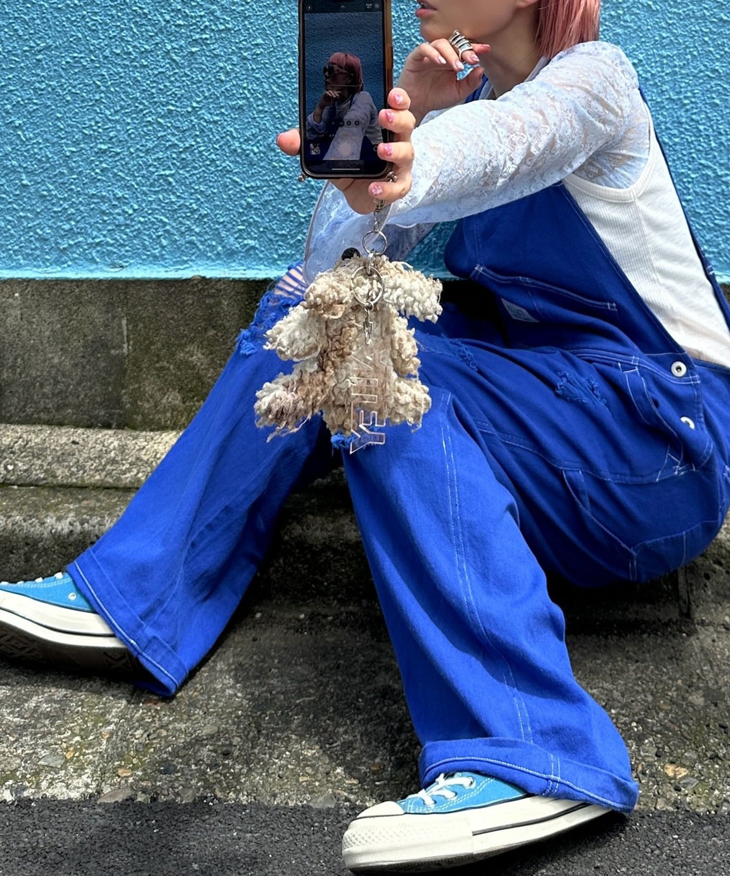 けっこうなダメージサロペ【ブルー】