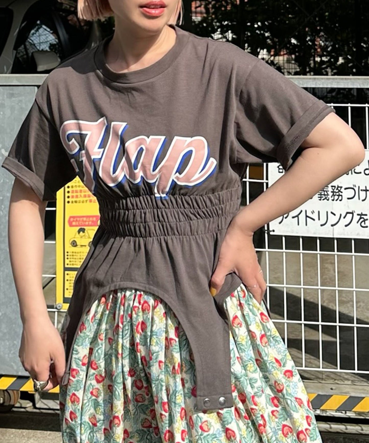 シャーリング裾ぴろんT【スミクロ】