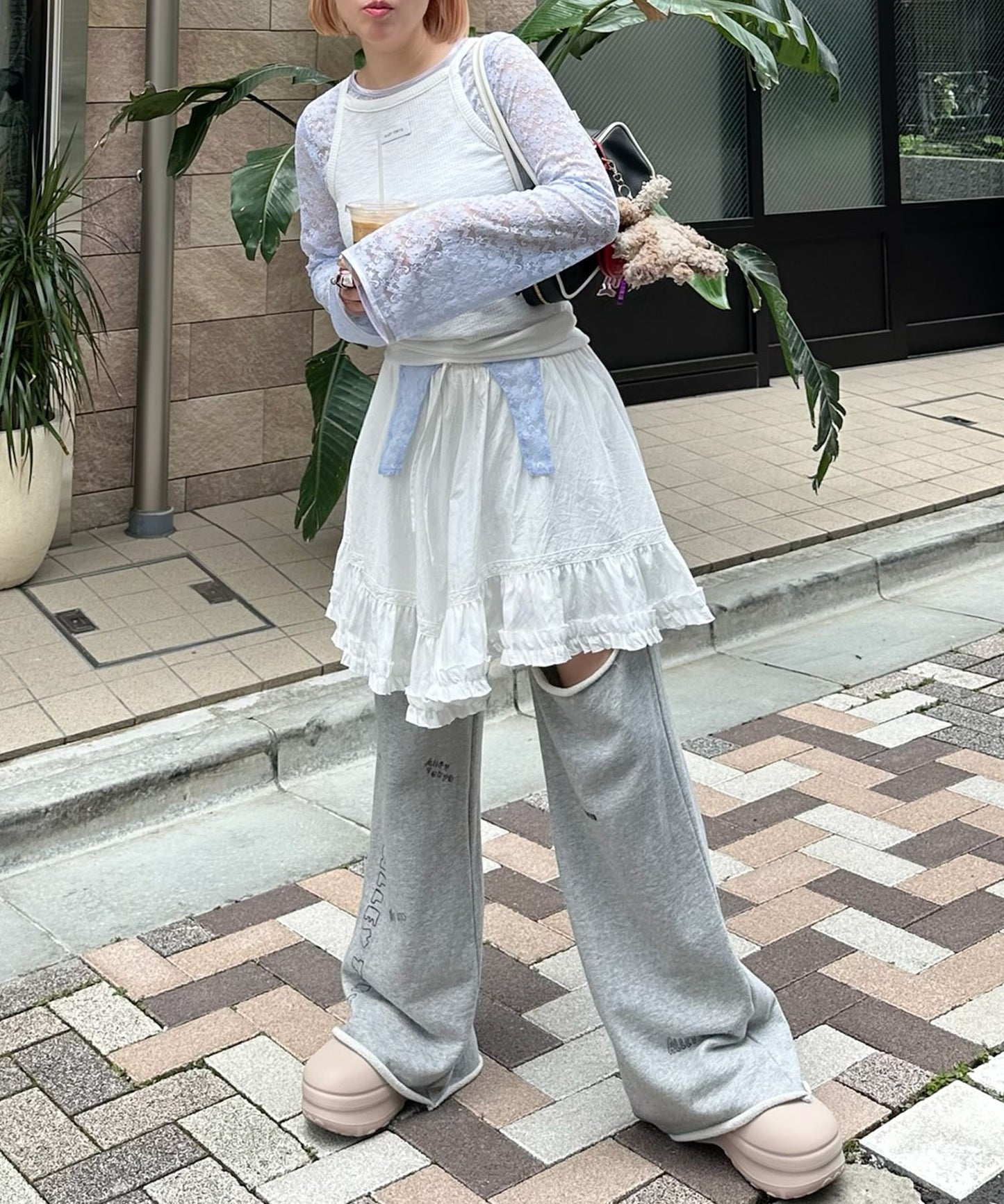 Alleyロゴ総柄T＆アメスリタンクセット【オフホワイト】