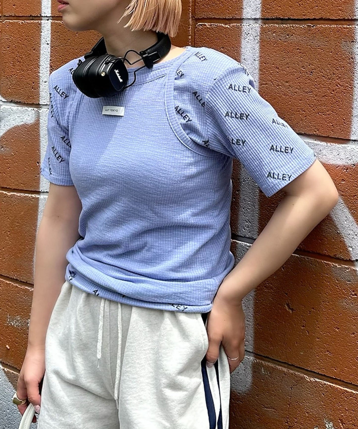 Alleyロゴ総柄T＆アメスリタンクセット【サックスブルー】