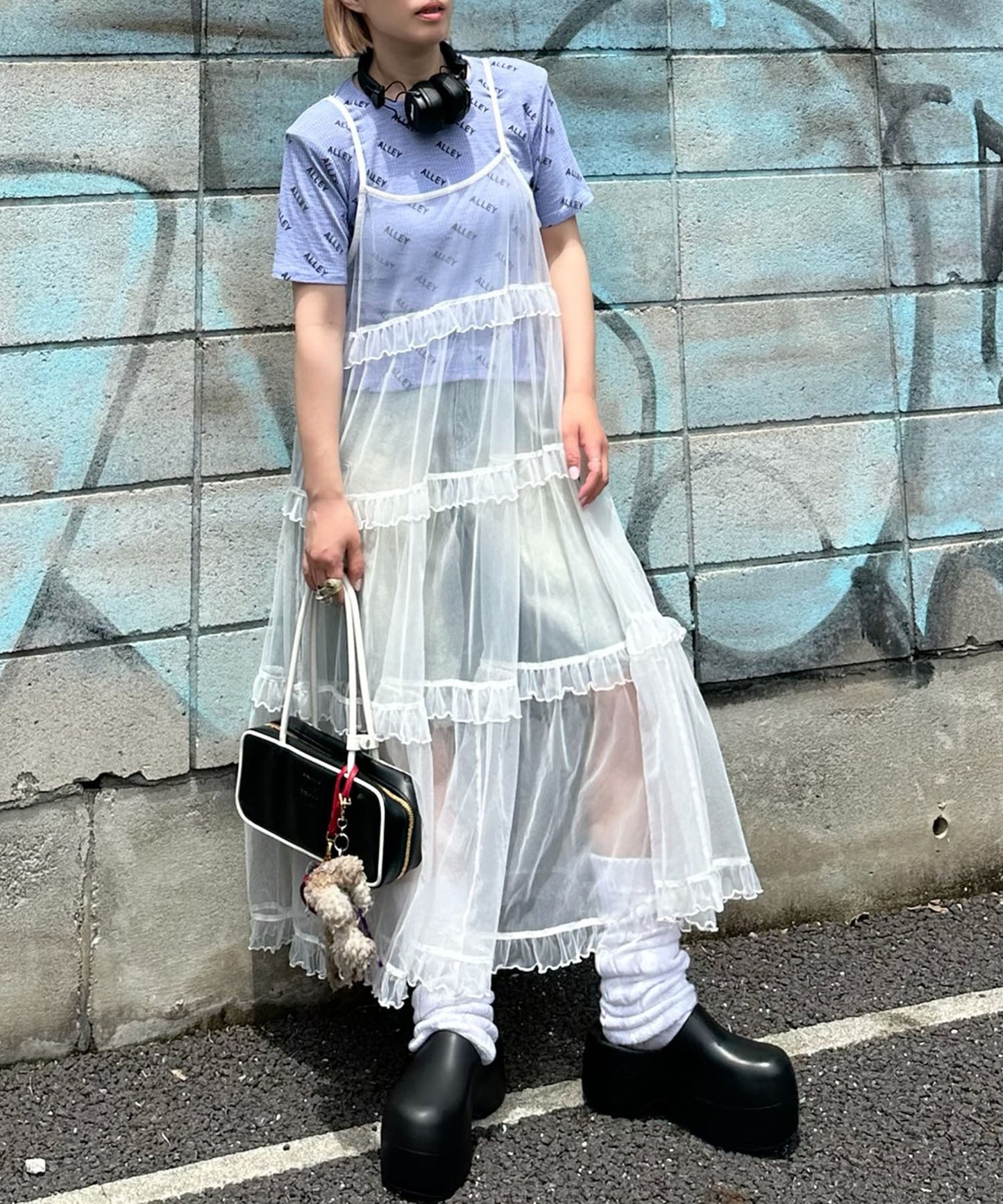 Alleyロゴ総柄T＆アメスリタンクセット【サックスブルー】