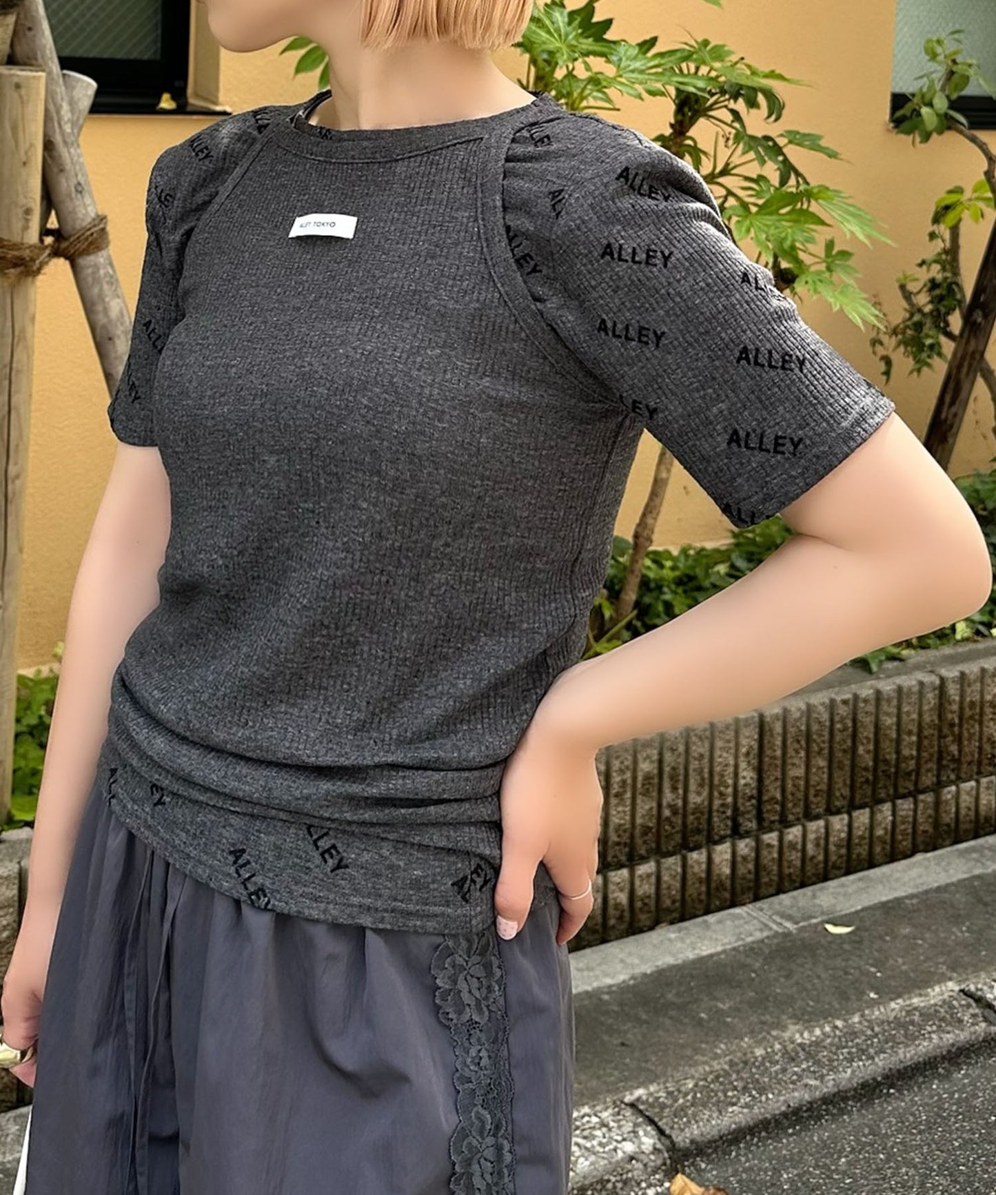 Alleyロゴ総柄T＆アメスリタンクセット【チャコール】
