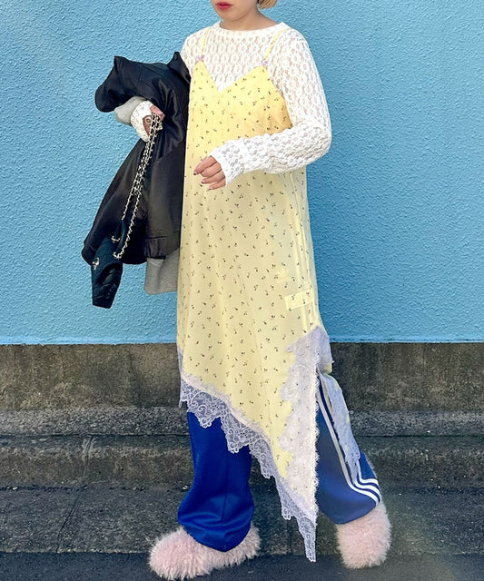 ランジェリーなキャミワンピ【イエロー】