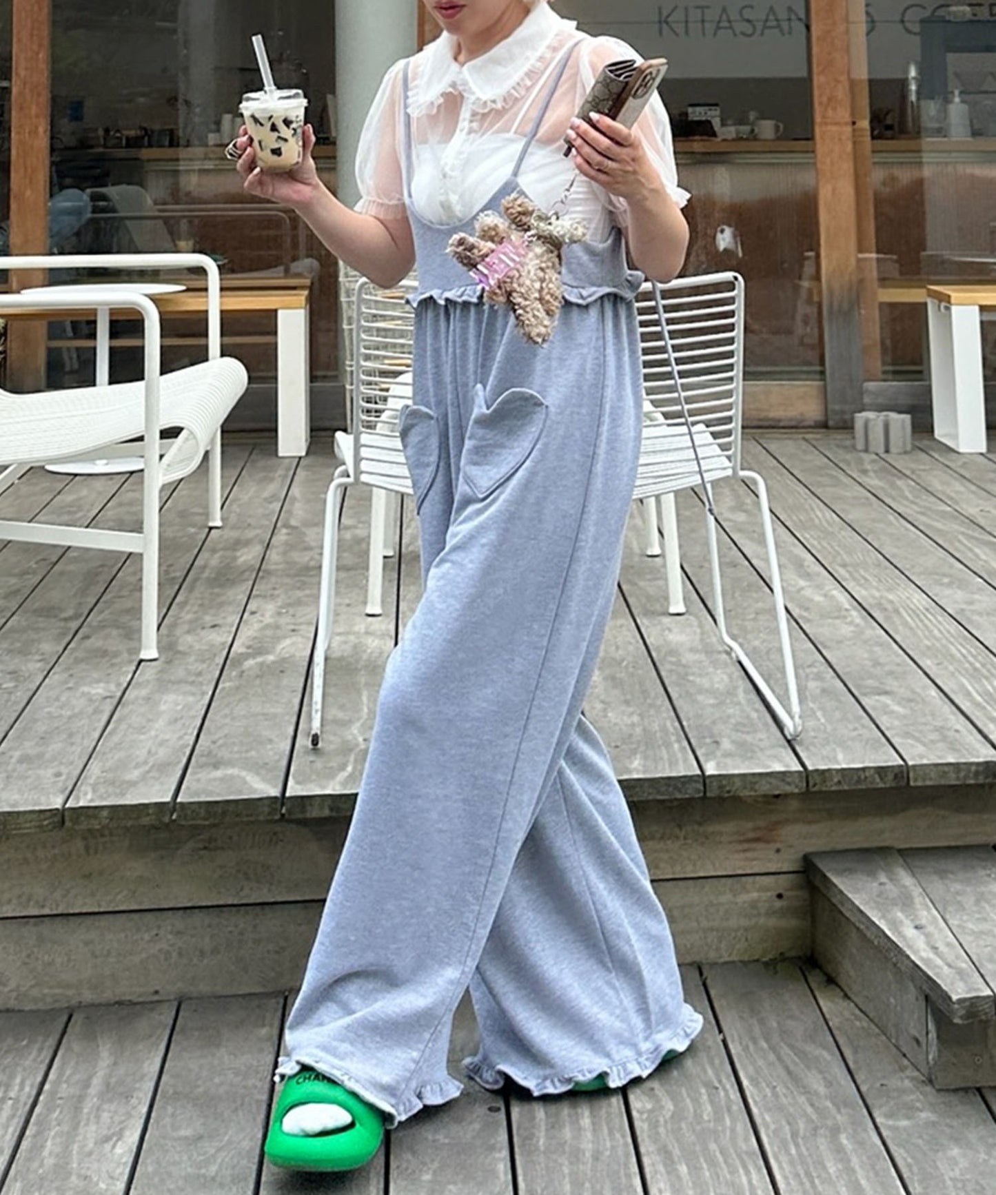 ハートポケサロペ【グレー】