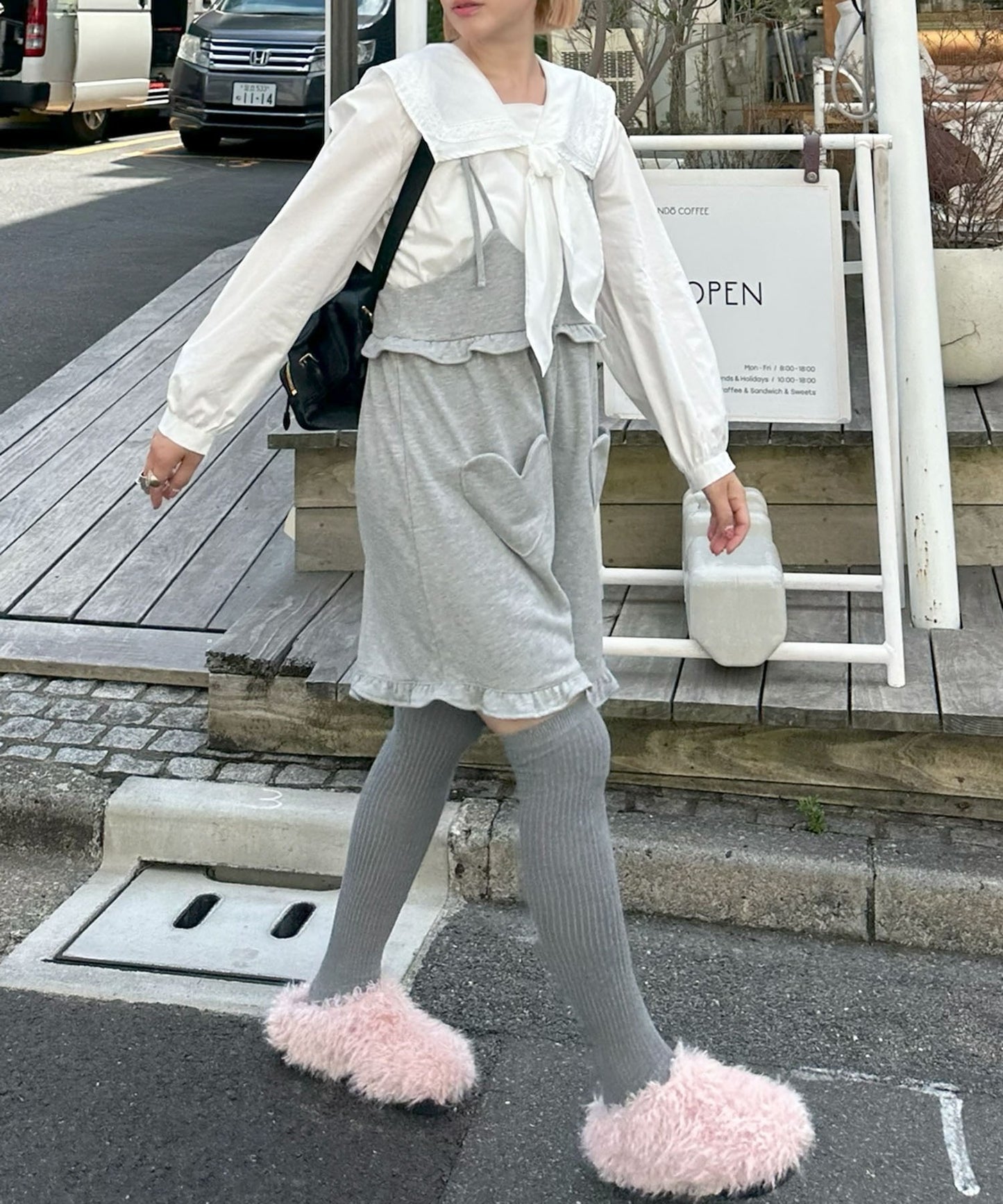 ハートポケサロペ【グレー】