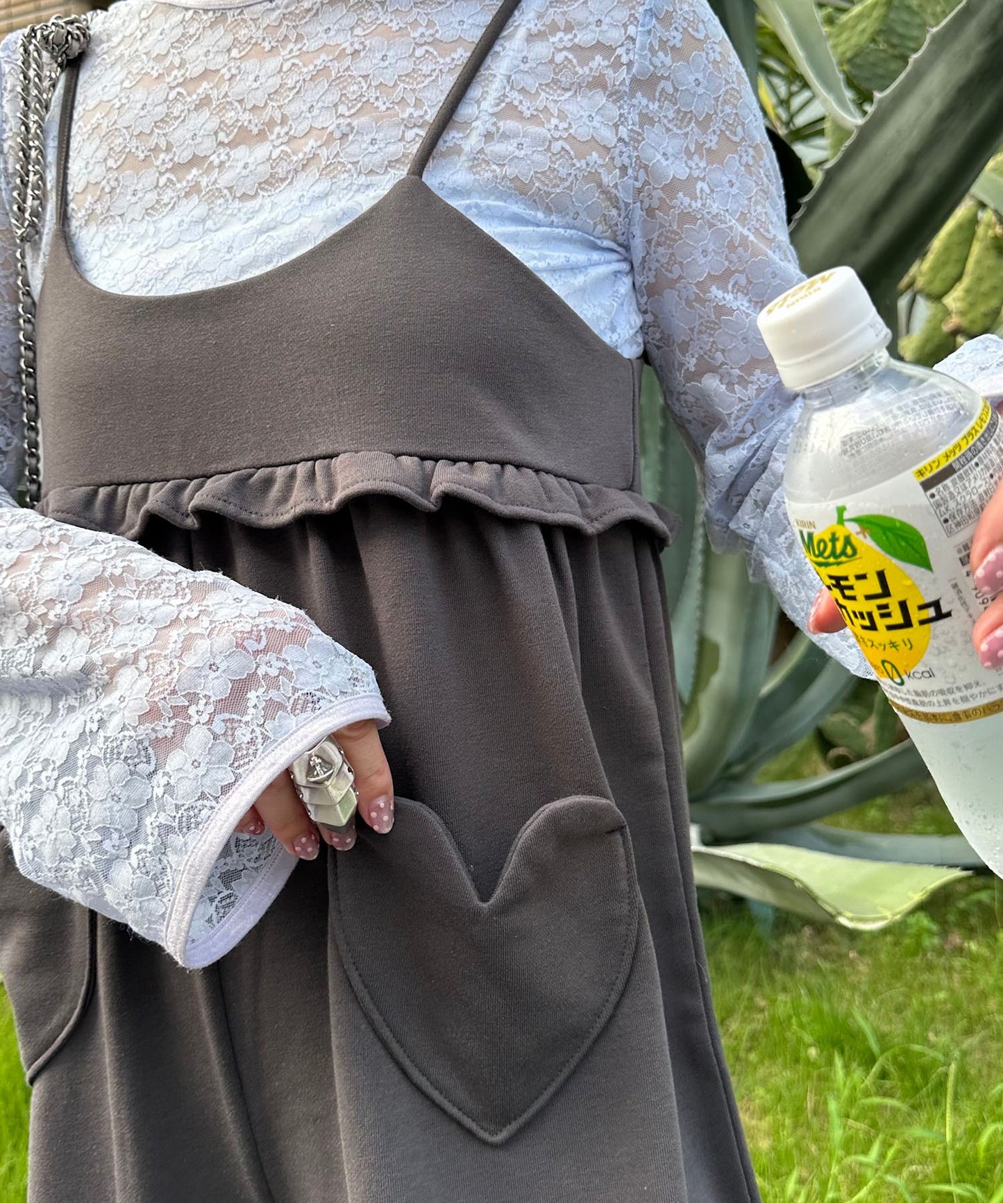 ハートポケサロペ【チャコール】