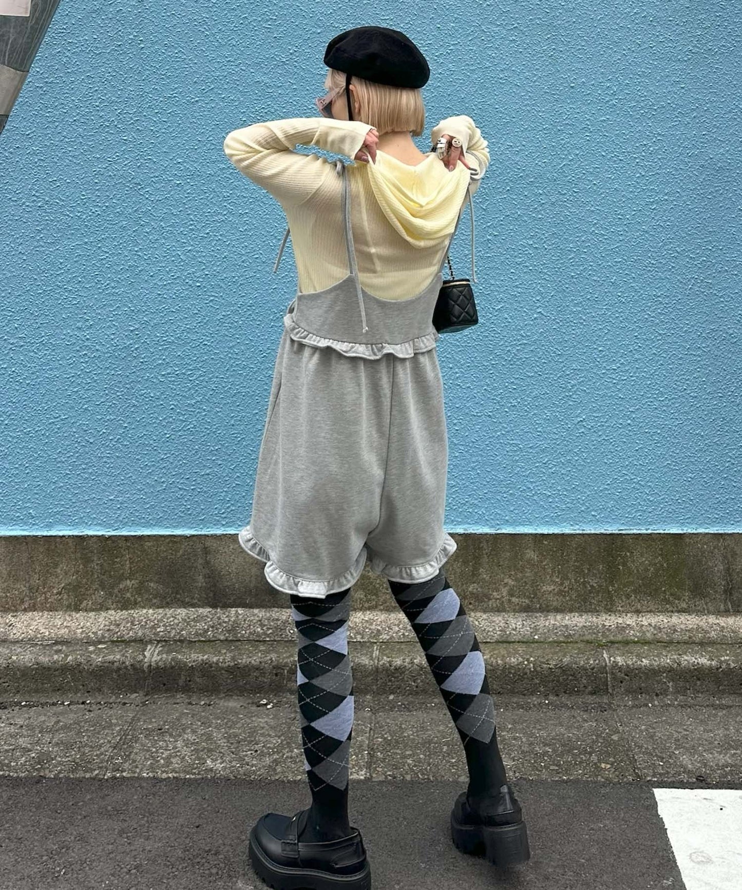 ハートポケサロペ【グレー】