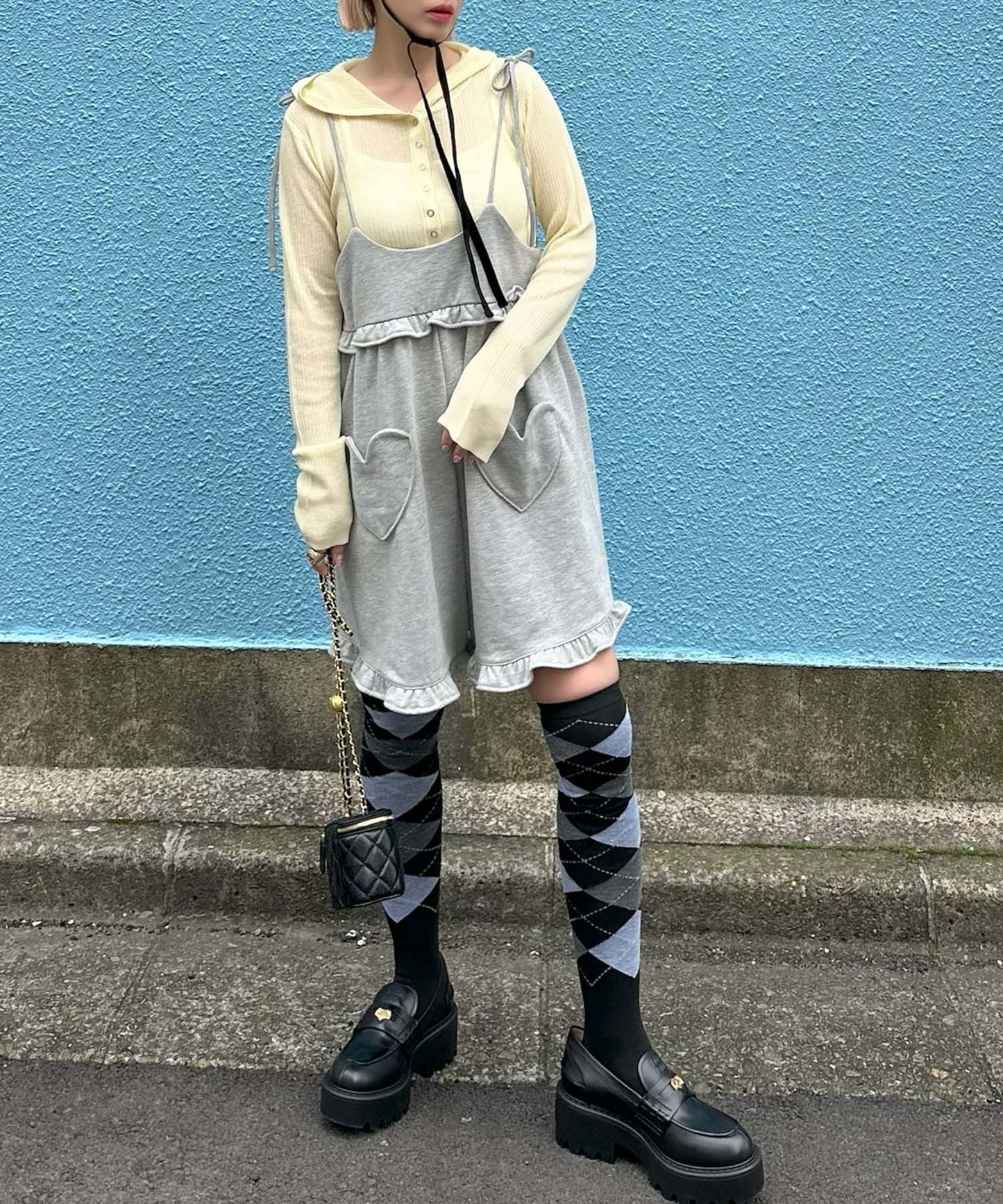 ハートポケサロペ【グレー】