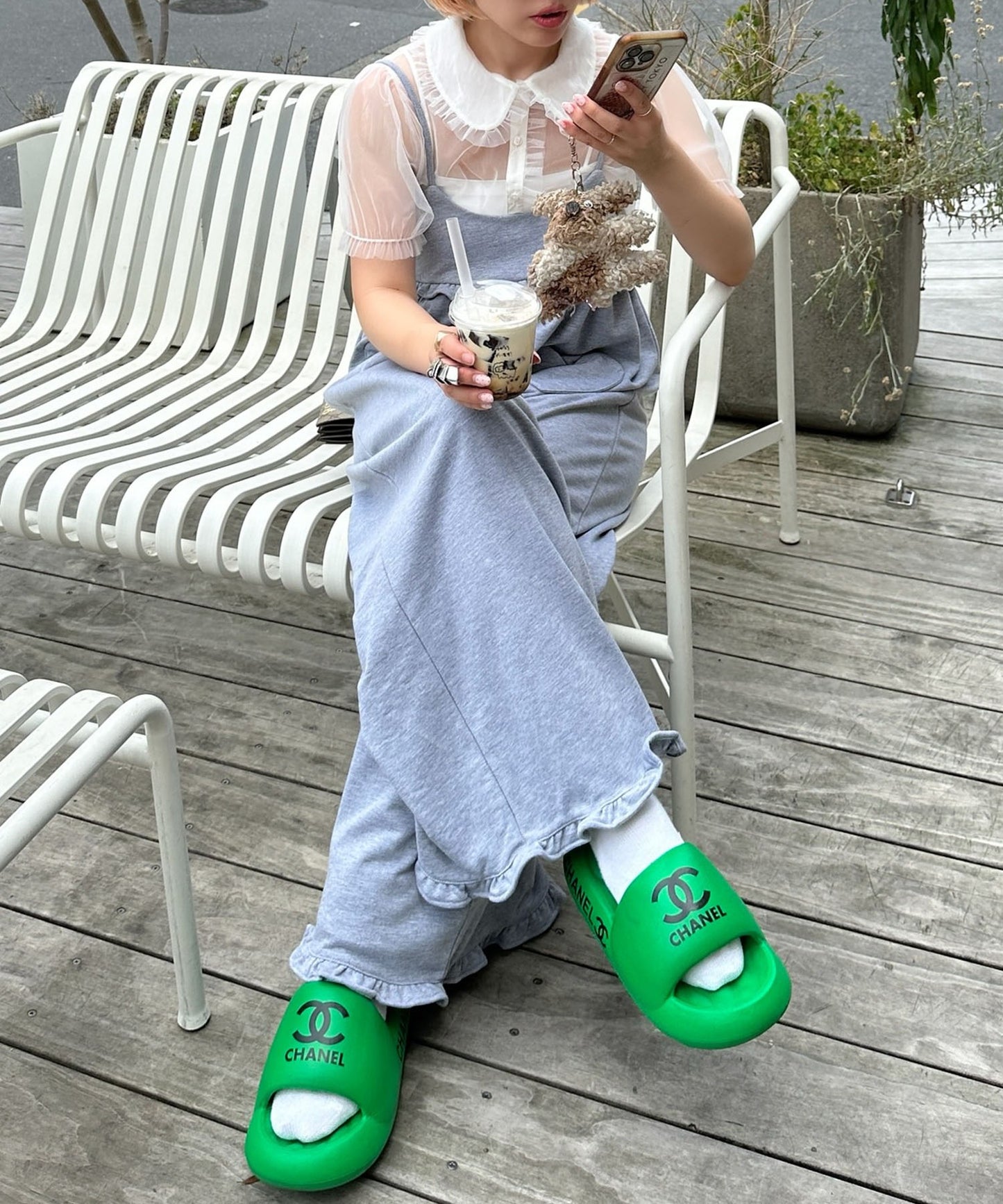 ハートポケサロペ【グレー】