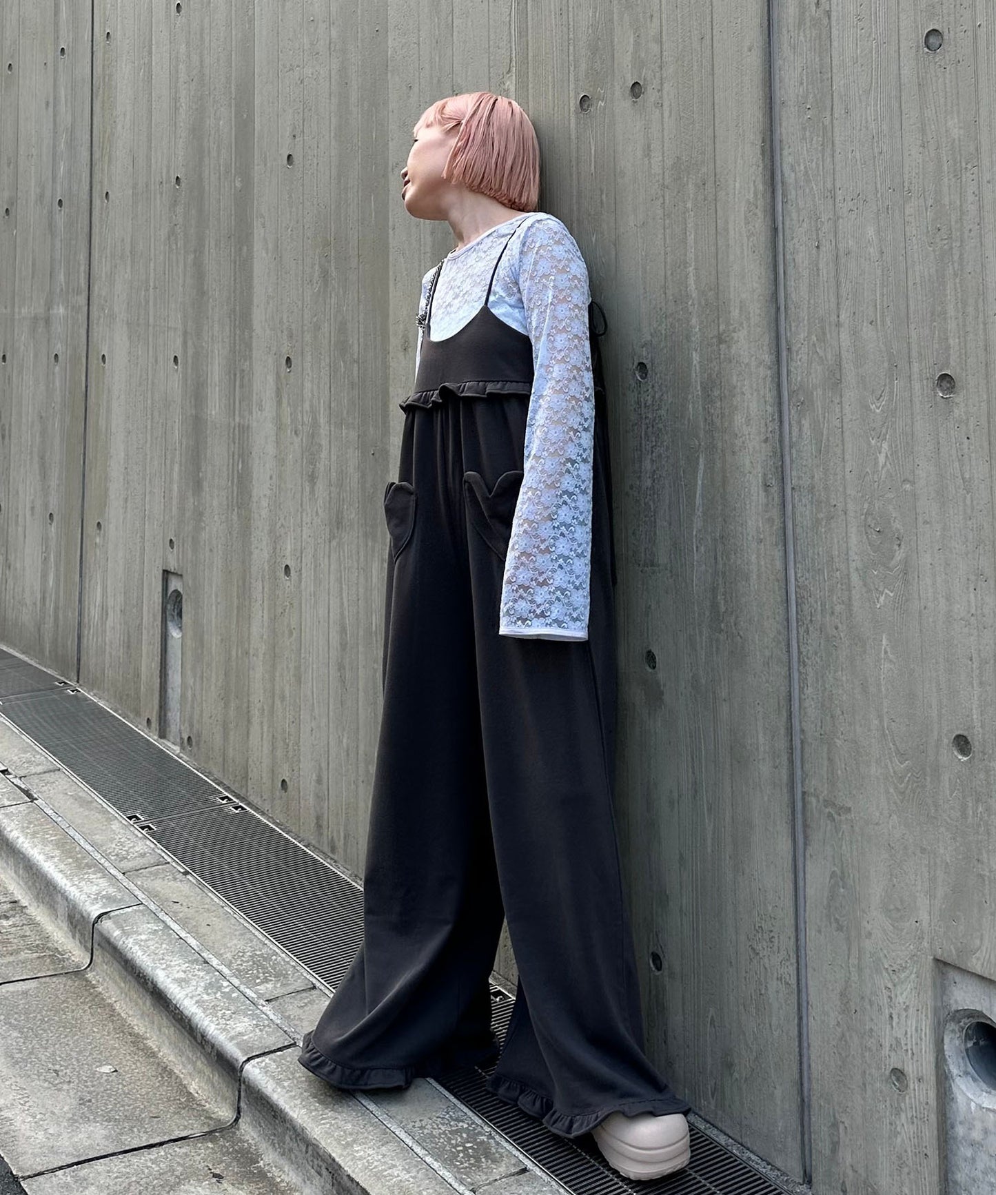 ハートポケサロペ【チャコール】