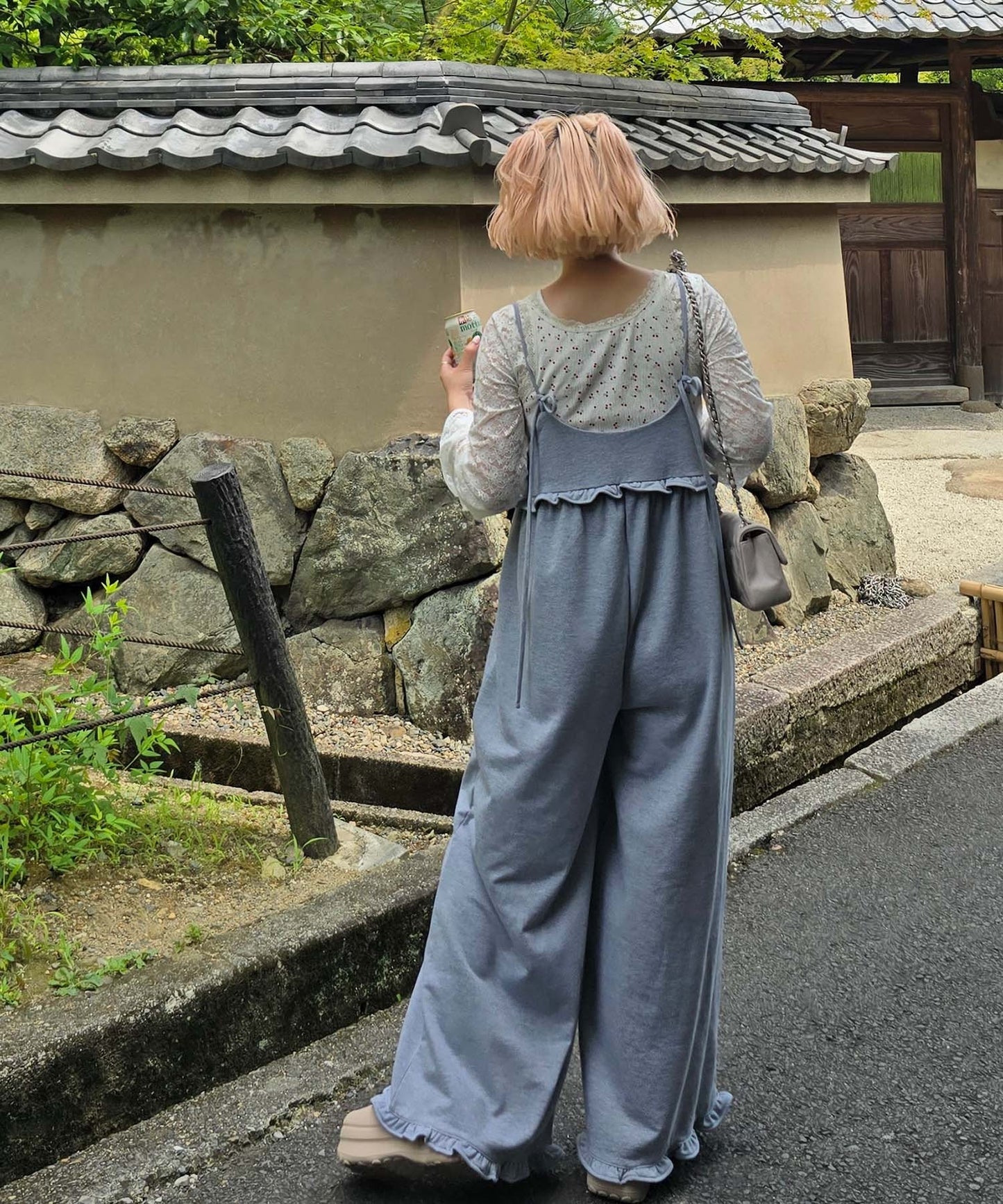 ハートポケサロペ【グレー】